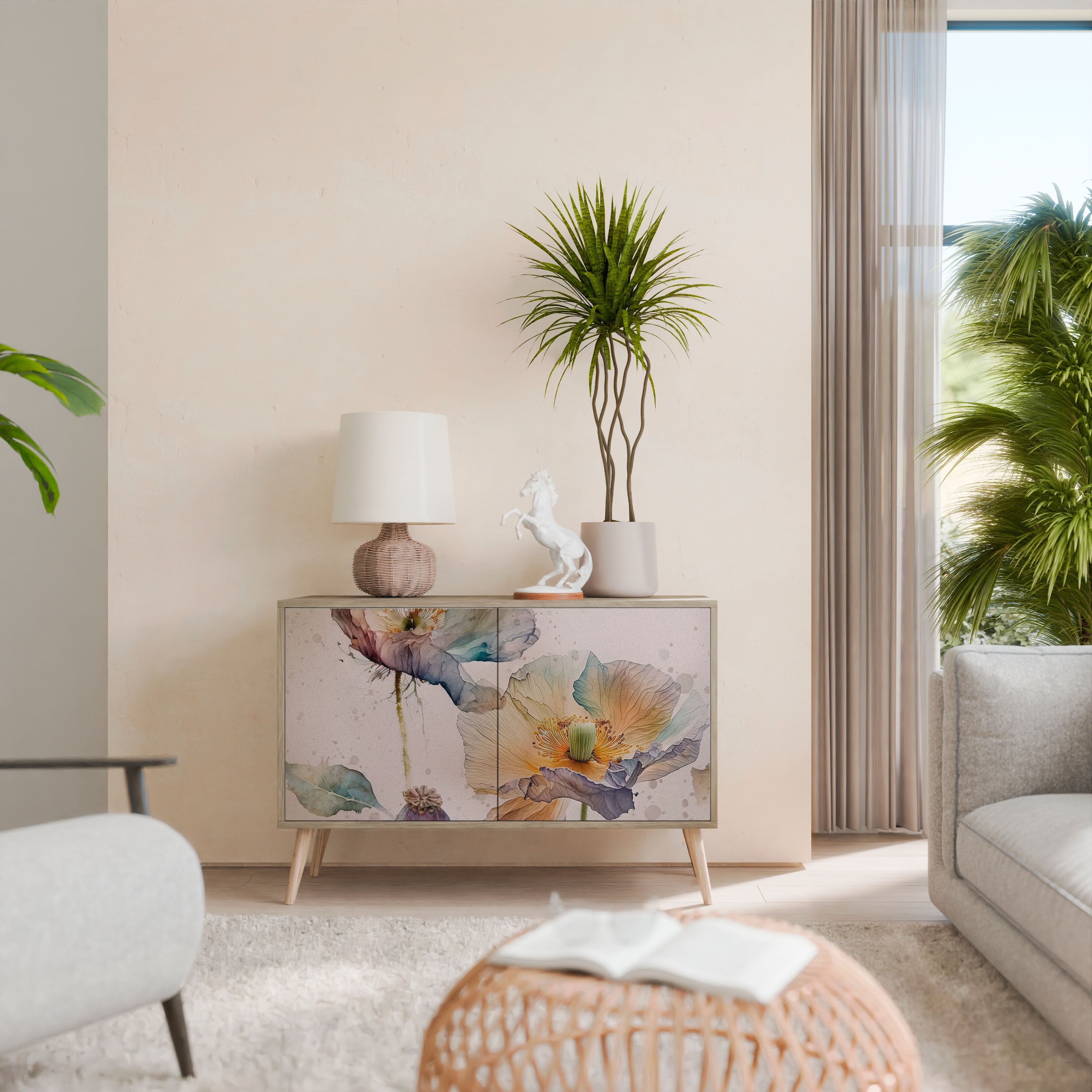 SOFTEN POPPY Aparador de 2 Portas em Efeito Carvalho