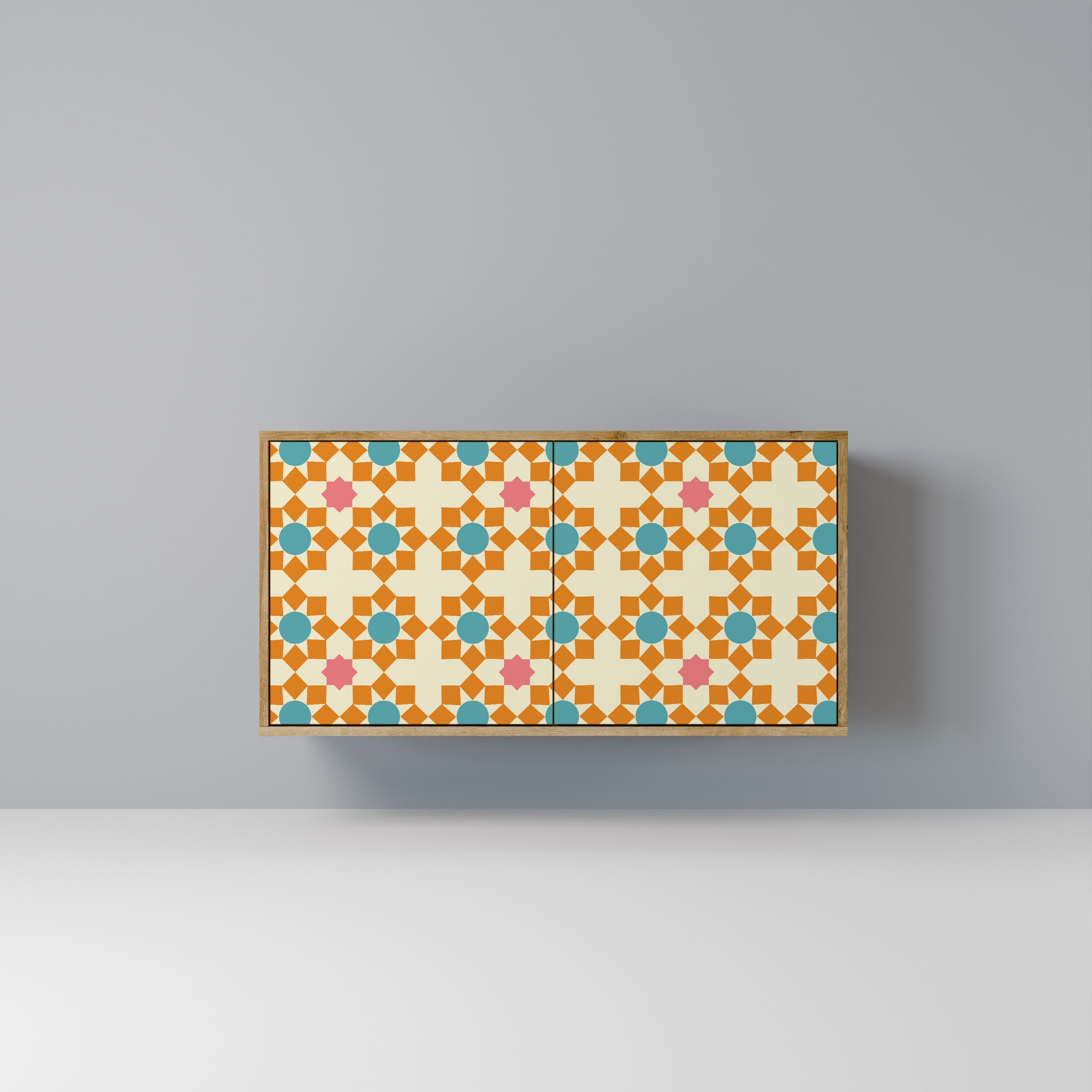 FLORAL DECOR Aparador de 2 Portas em Efeito Carvalho