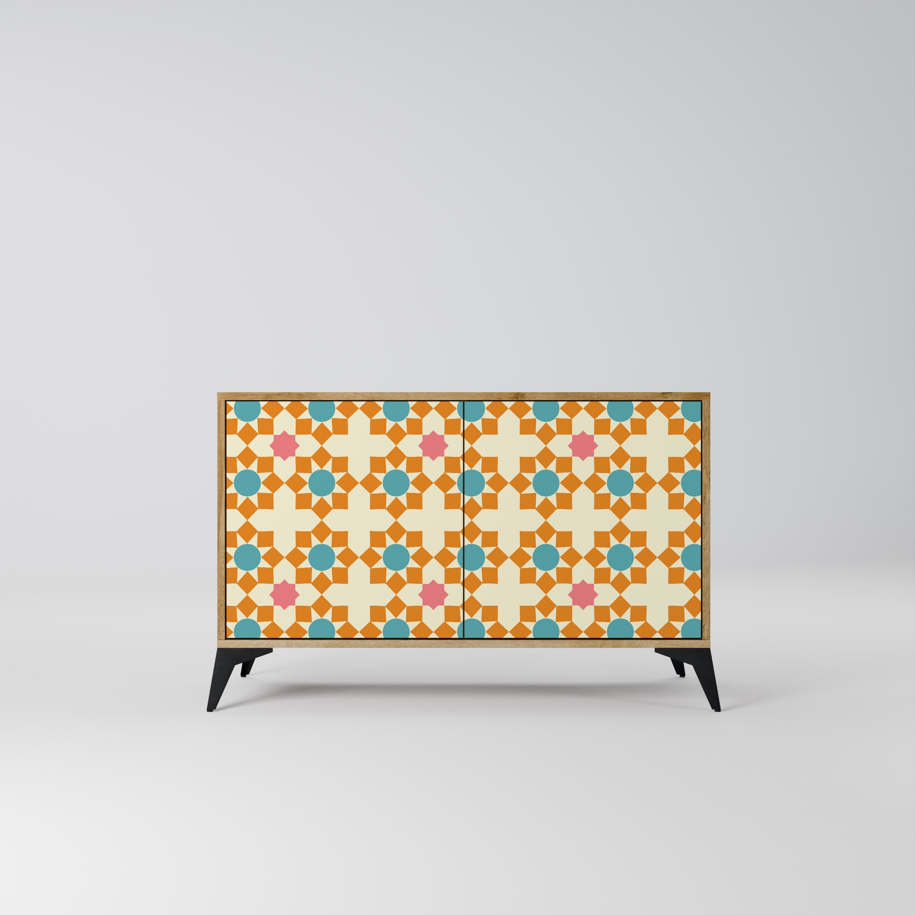 FLORAL DECOR Aparador de 2 Portas em Efeito Carvalho