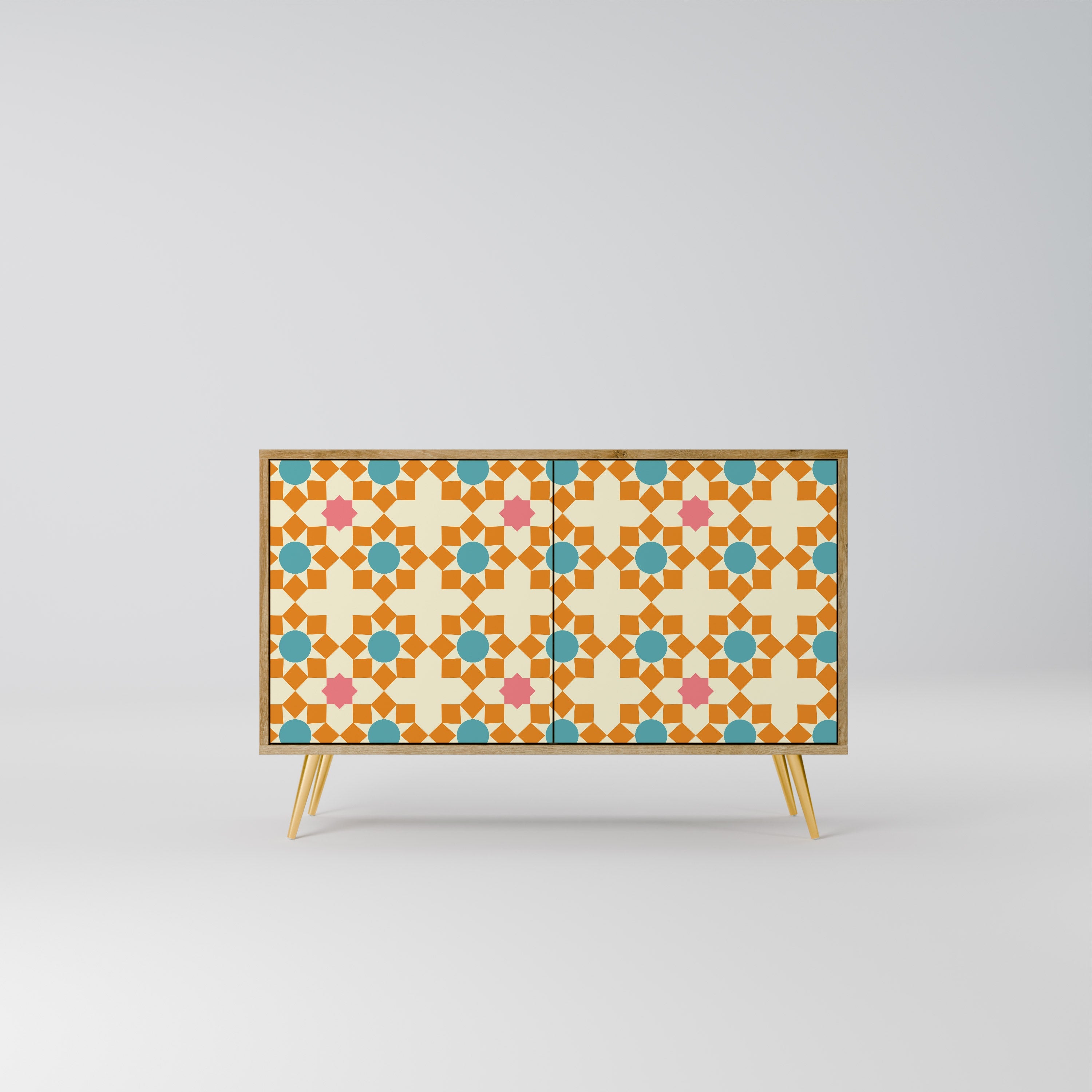 FLORAL DECOR Aparador de 2 Portas em Efeito Carvalho