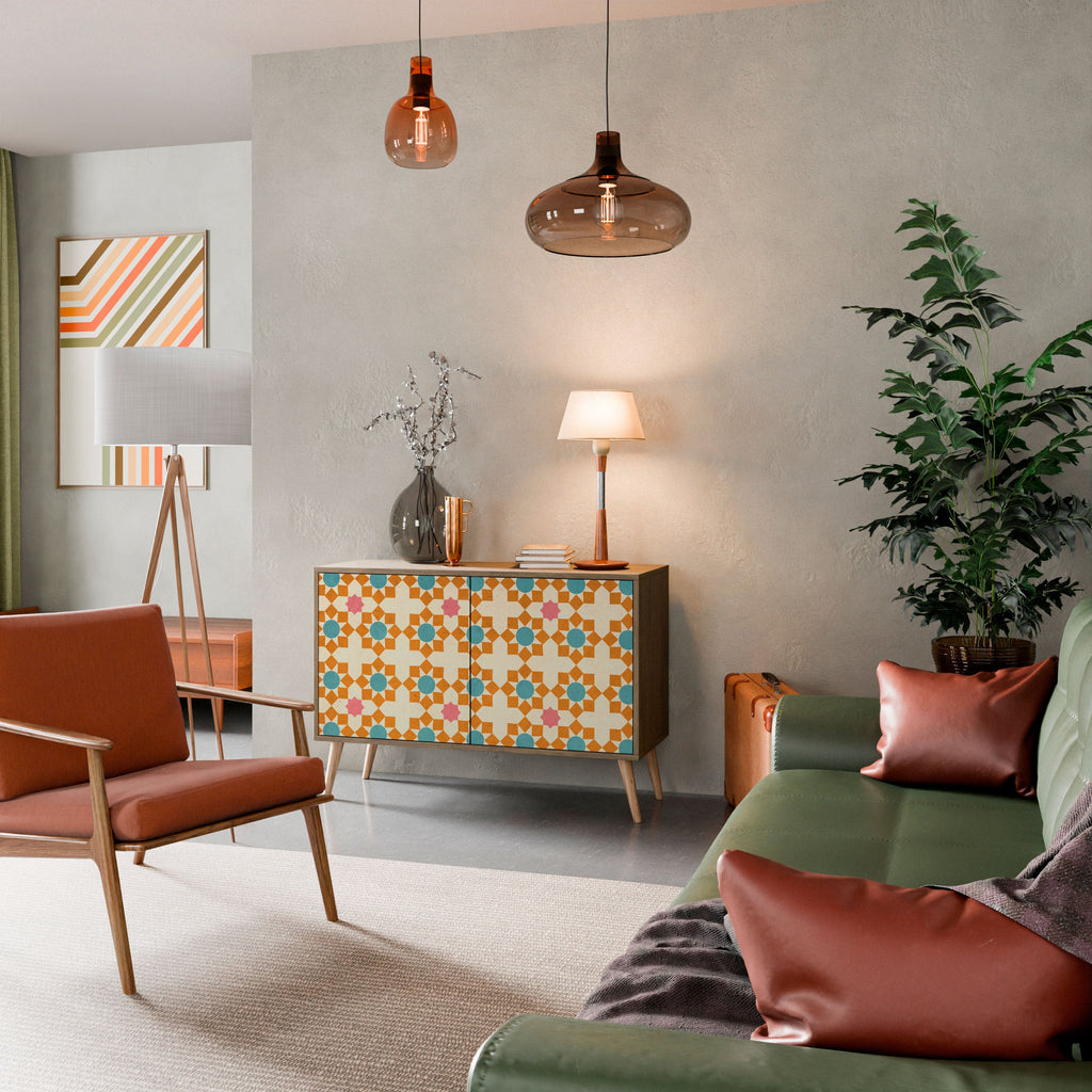 FLORAL DECOR Aparador de 2 Portas em Efeito Carvalho