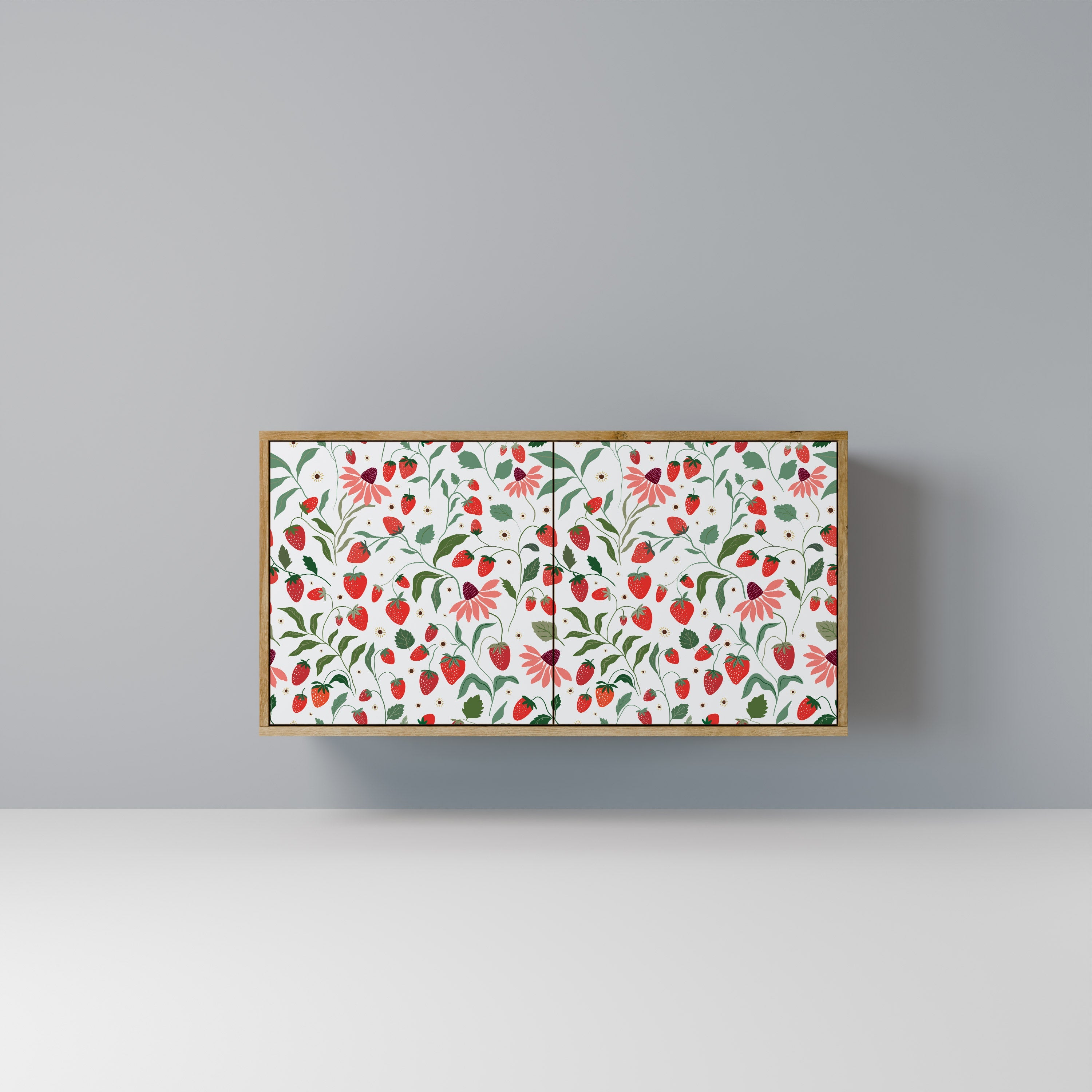 FLOWERS AND STRAWBERRIES Aparador de 2 Portas em Efeito Carvalho