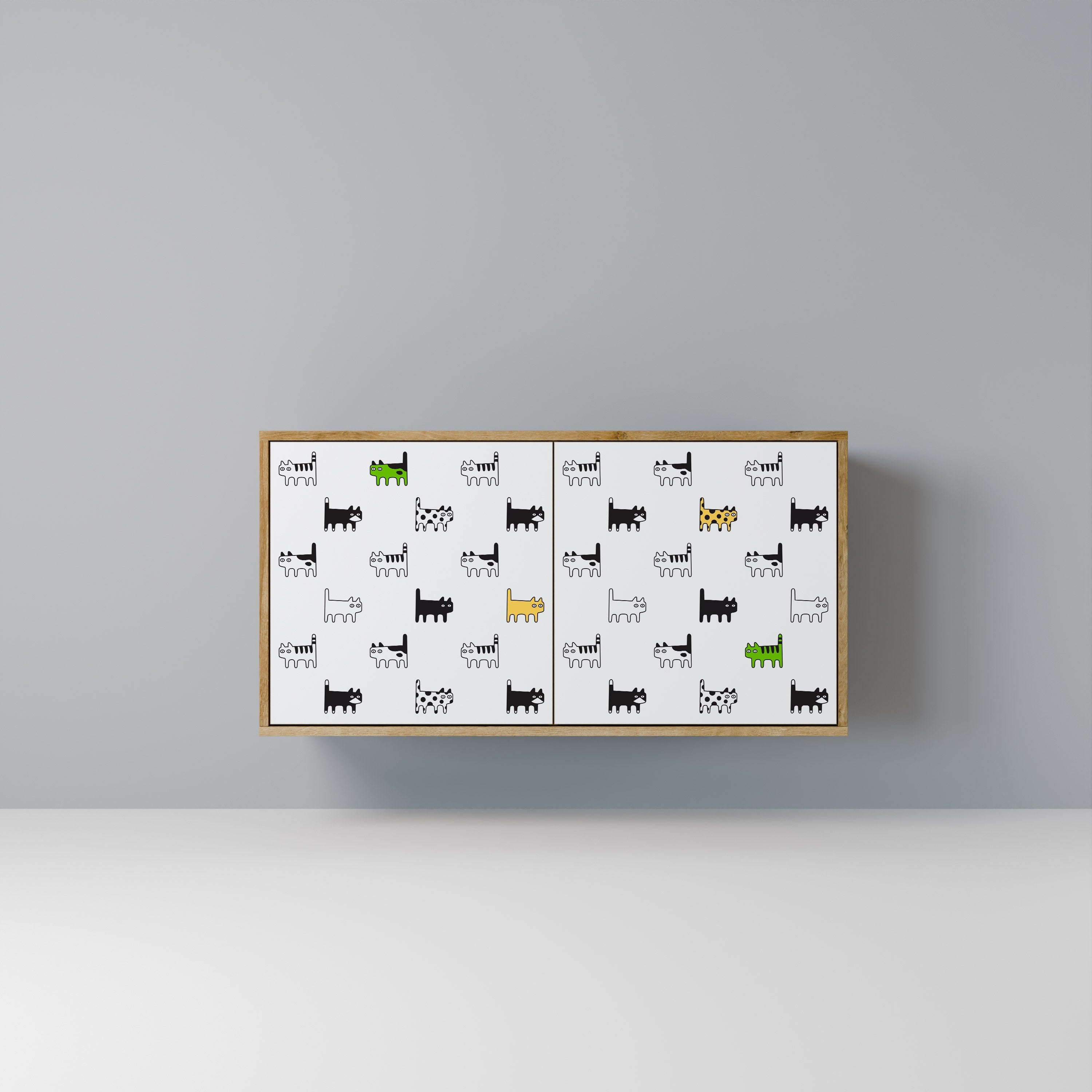 CATS COMPILATION Aparador de 2 Portas em Efeito Carvalho