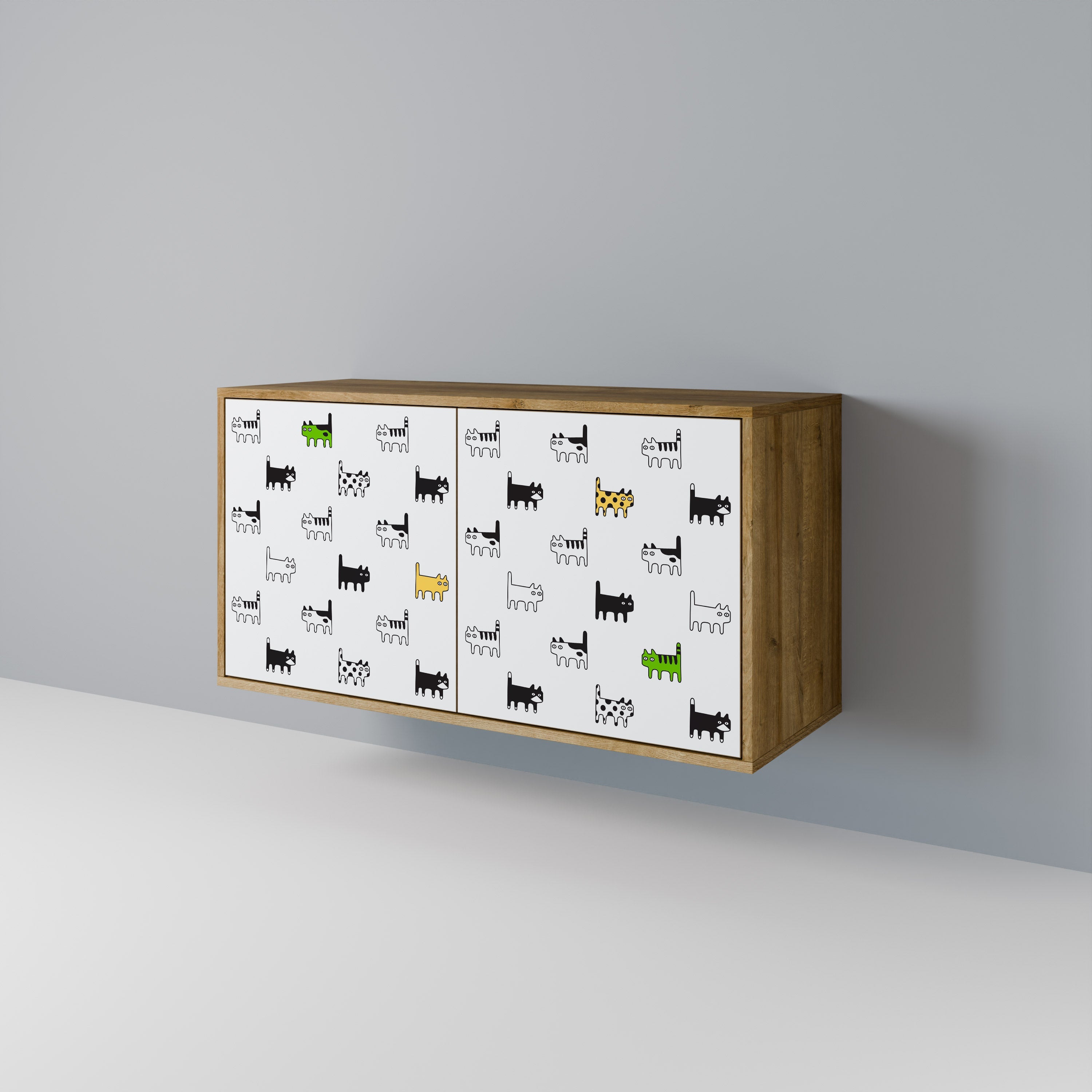 CATS COMPILATION Aparador de 2 Portas em Efeito Carvalho