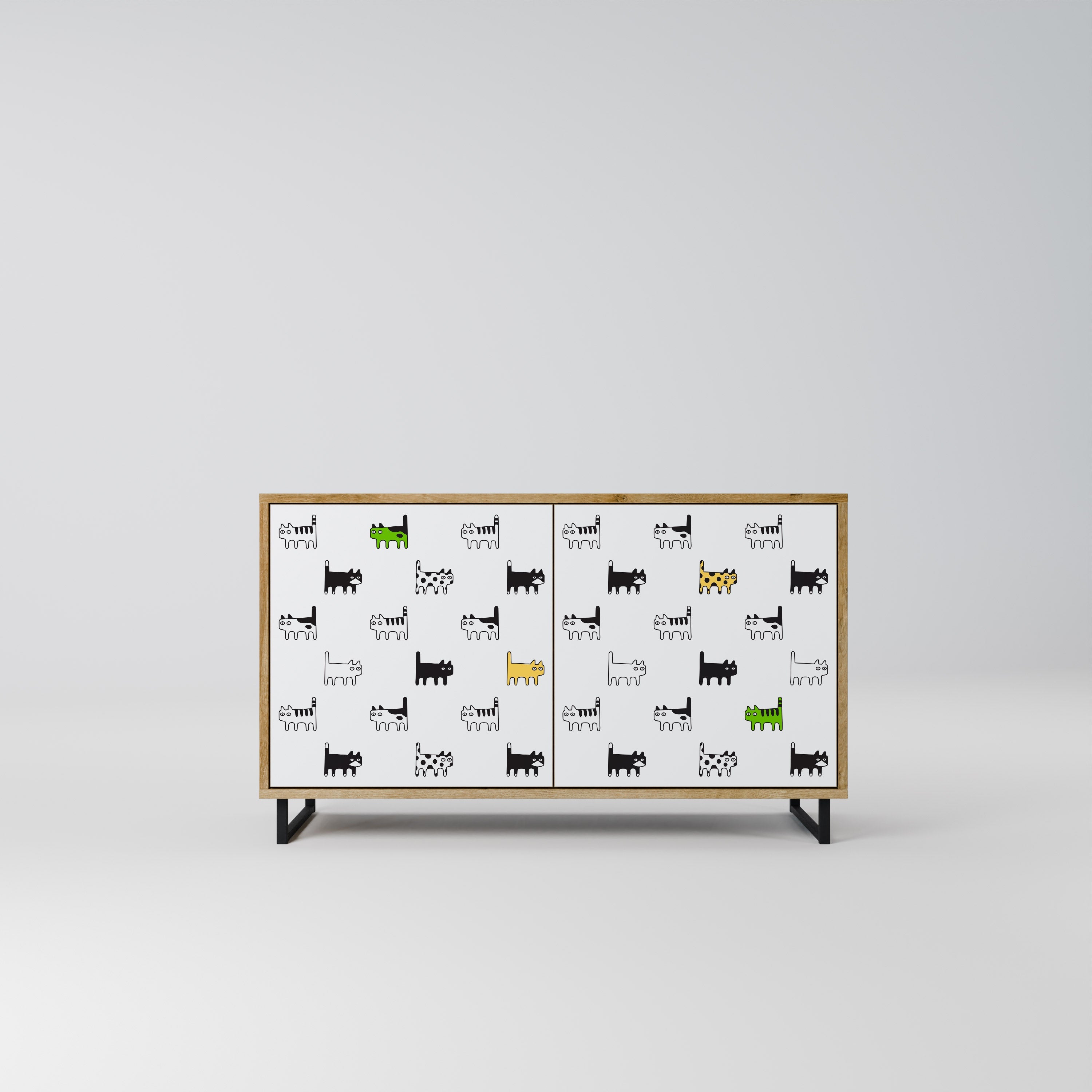 CATS COMPILATION Aparador de 2 Portas em Efeito Carvalho