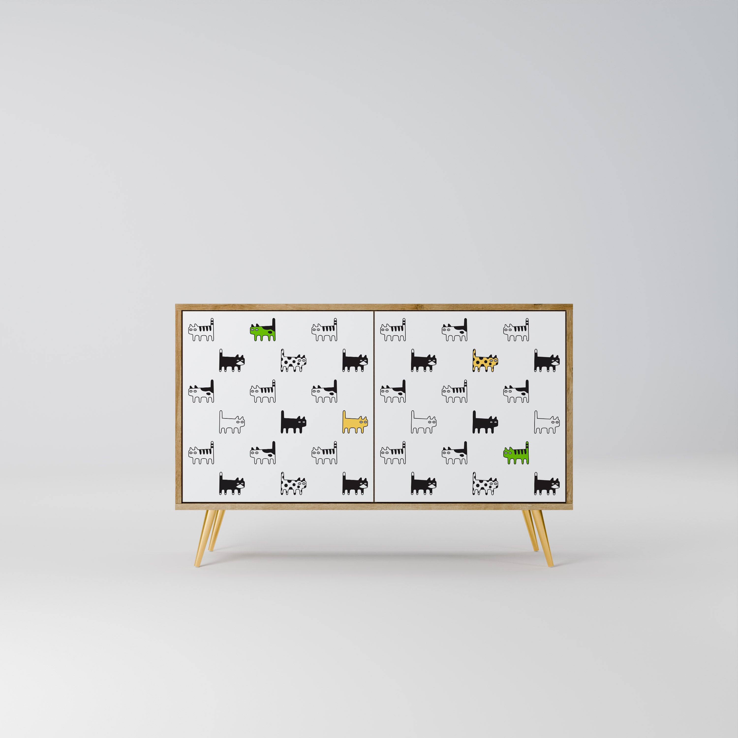 CATS COMPILATION Aparador de 2 Portas em Efeito Carvalho