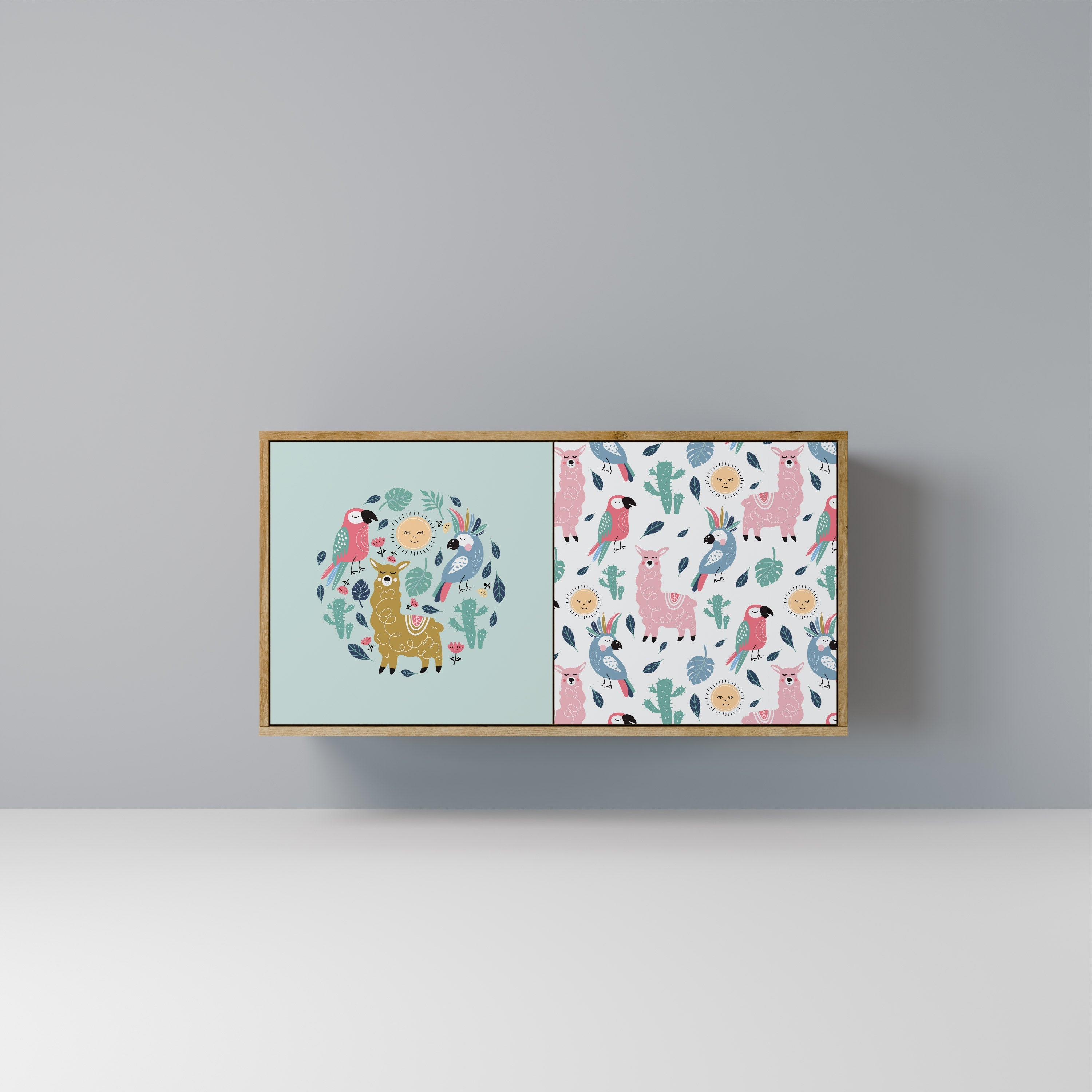 COLORFUL ALPACAS Aparador de 2 Portas em Efeito Carvalho