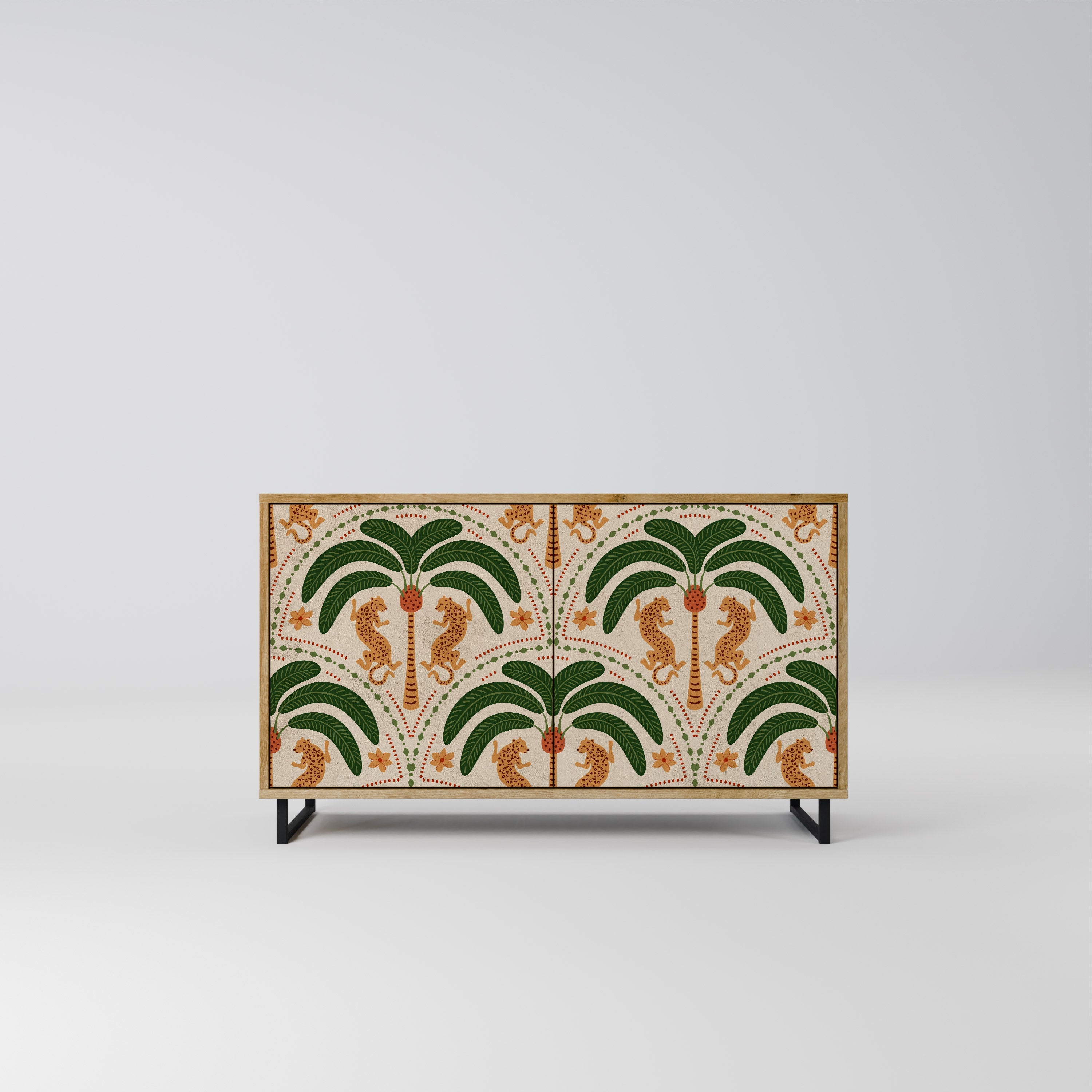 DANCING PREDATORS Aparador de 2 Portas em Efeito Carvalho