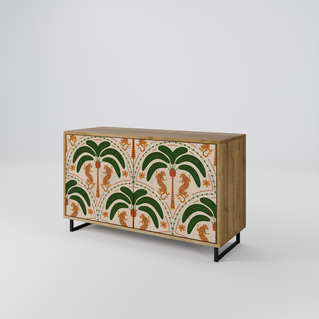 DANCING PREDATORS Aparador de 2 Portas em Efeito Carvalho