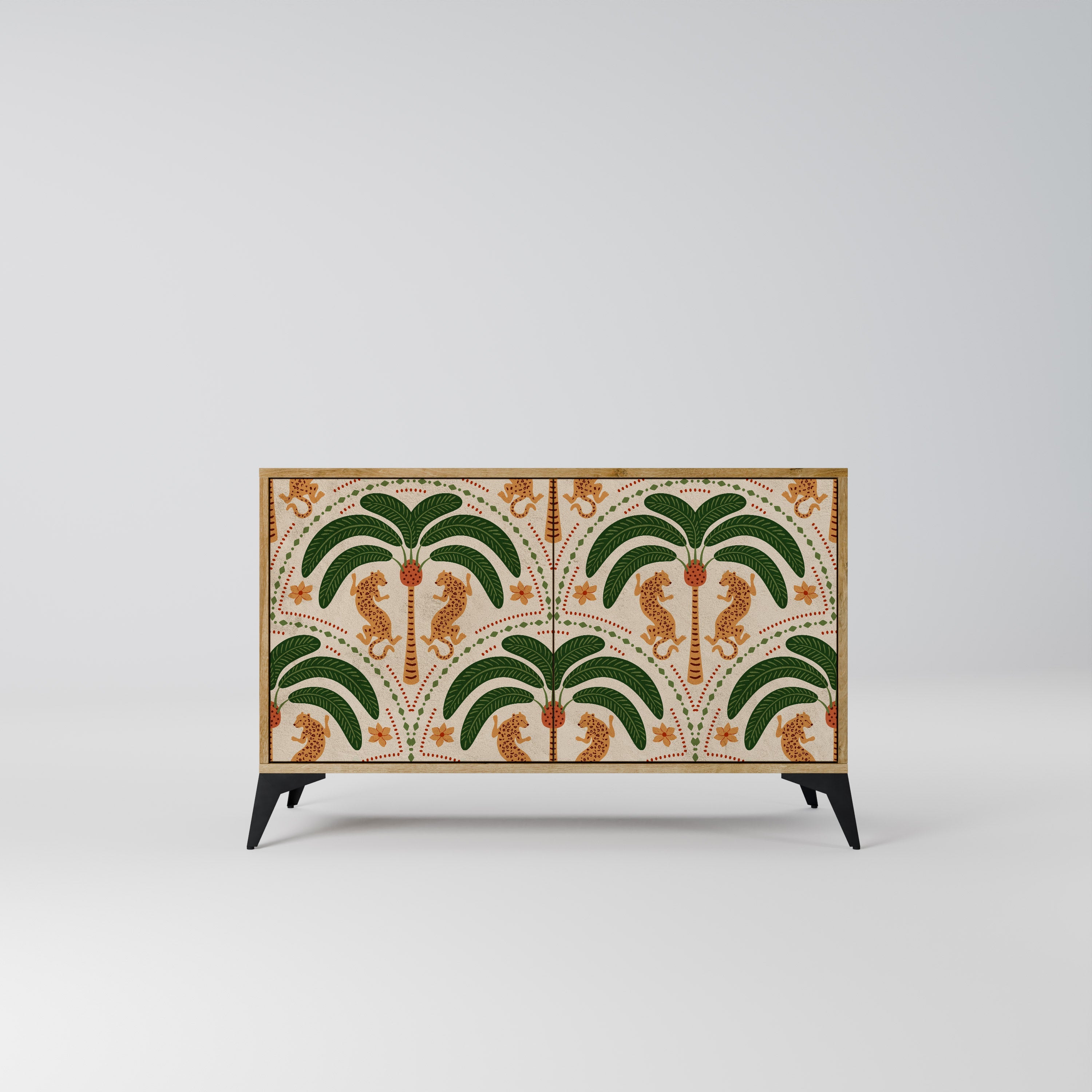 DANCING PREDATORS Aparador de 2 Portas em Efeito Carvalho