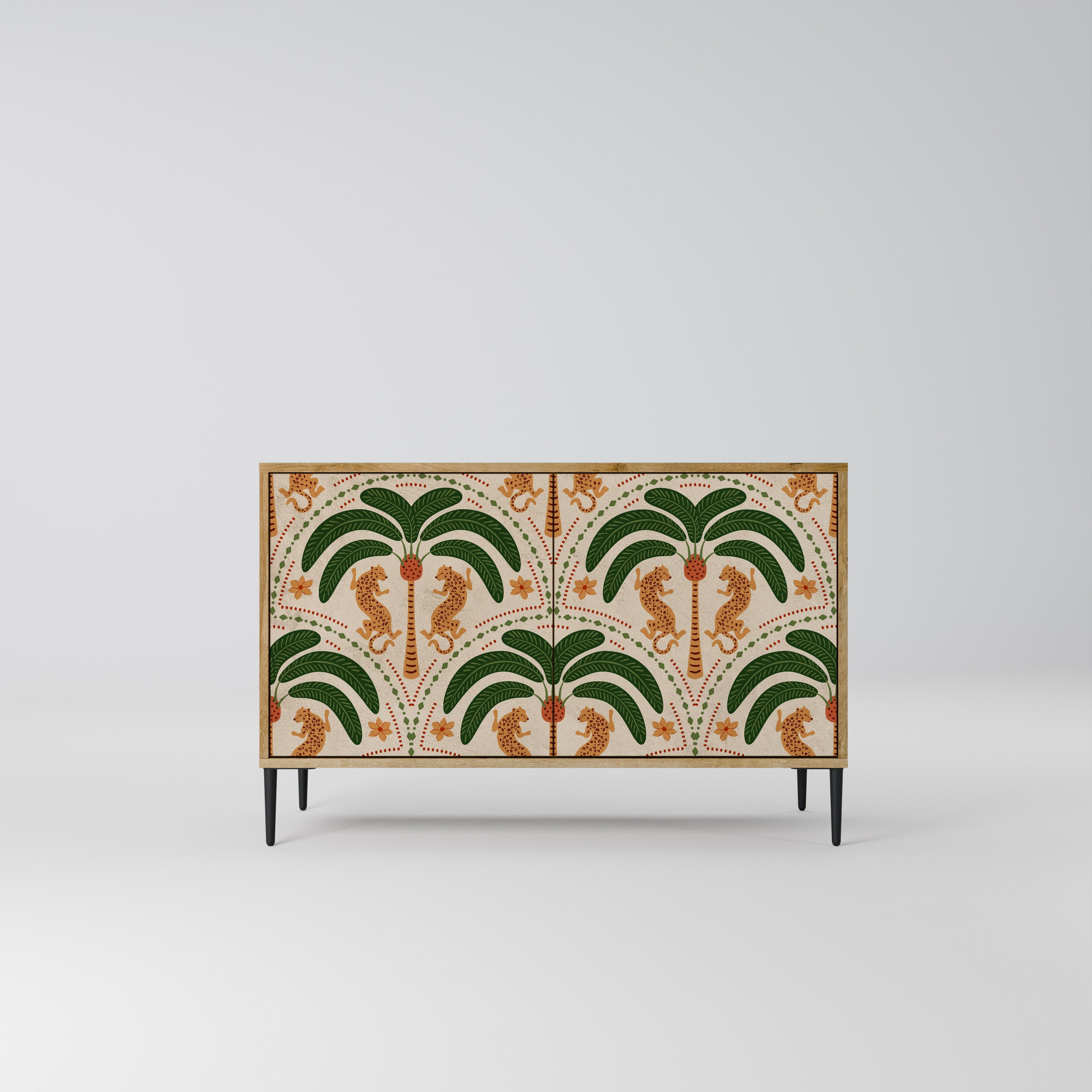 DANCING PREDATORS Aparador de 2 Portas em Efeito Carvalho