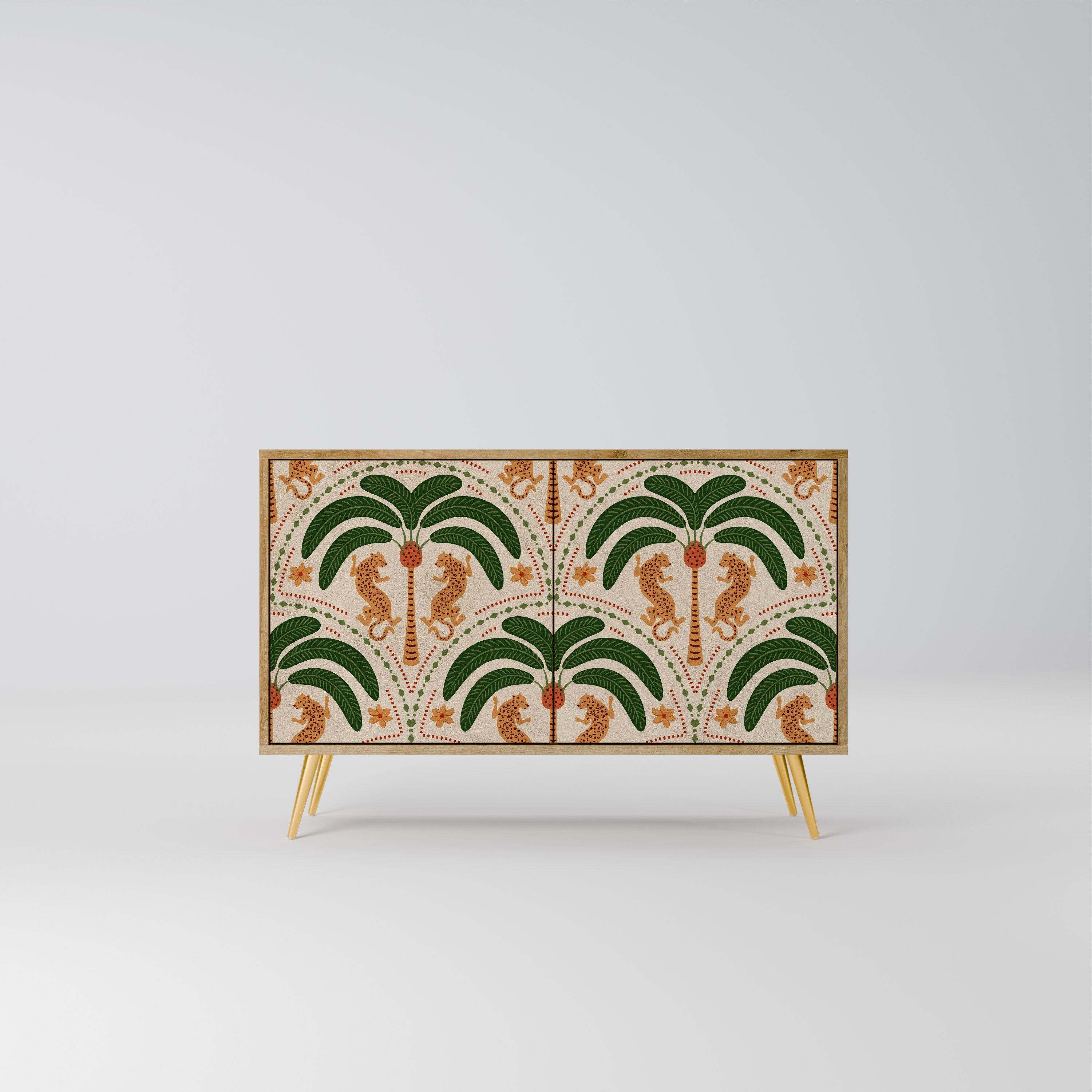 DANCING PREDATORS Aparador de 2 Portas em Efeito Carvalho