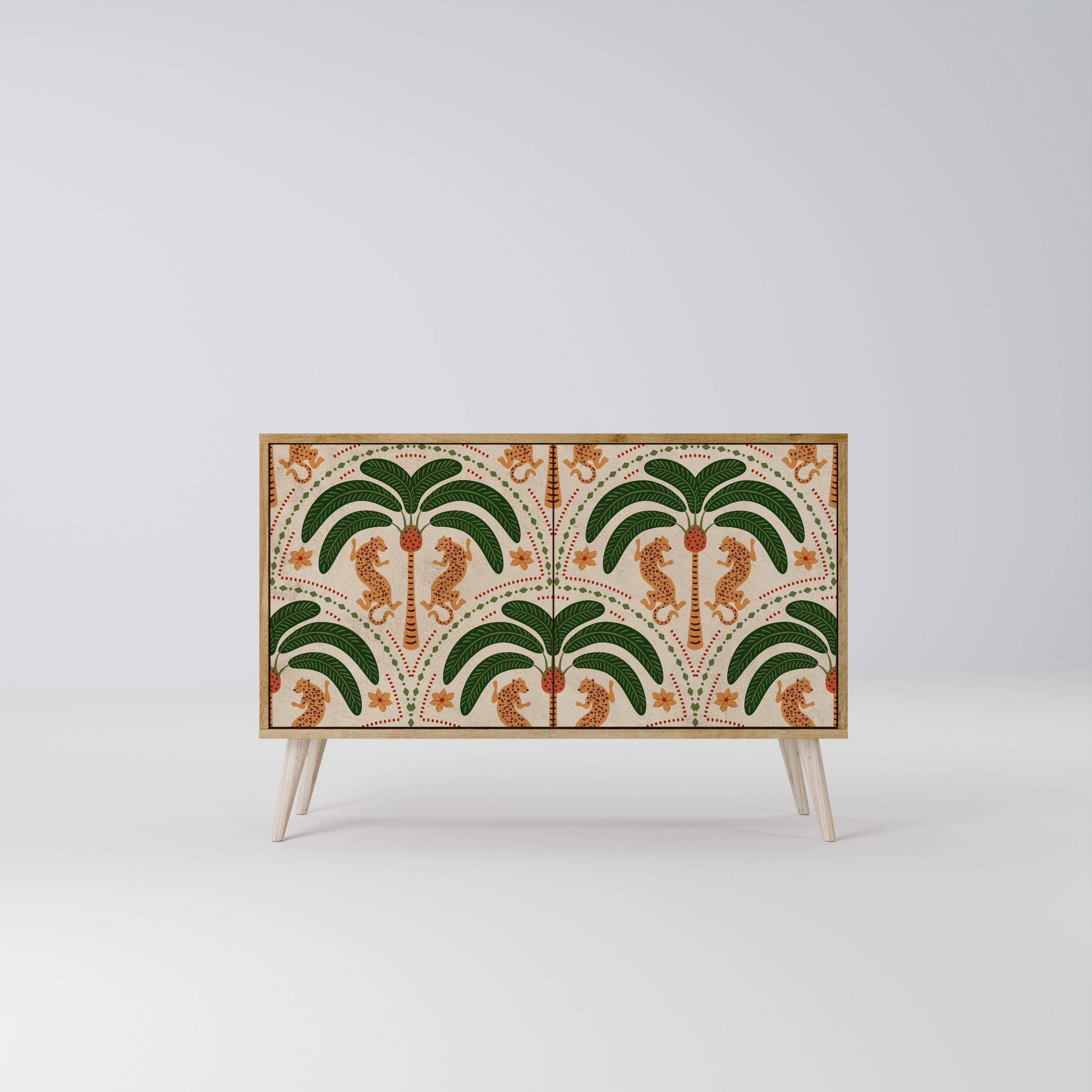 DANCING PREDATORS Aparador de 2 Portas em Efeito Carvalho