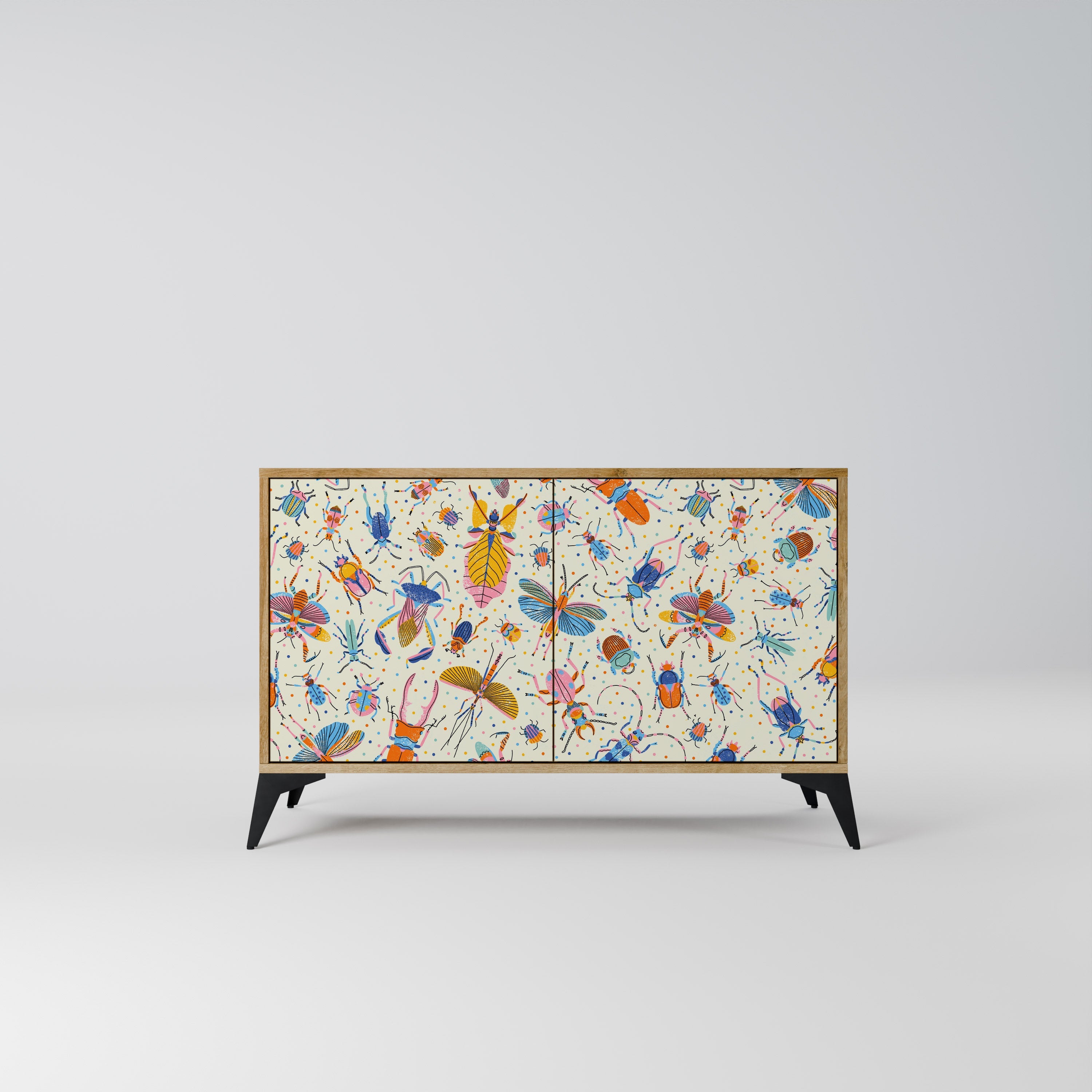 COLORFUL INSECTS Aparador de 2 Portas em Efeito Carvalho