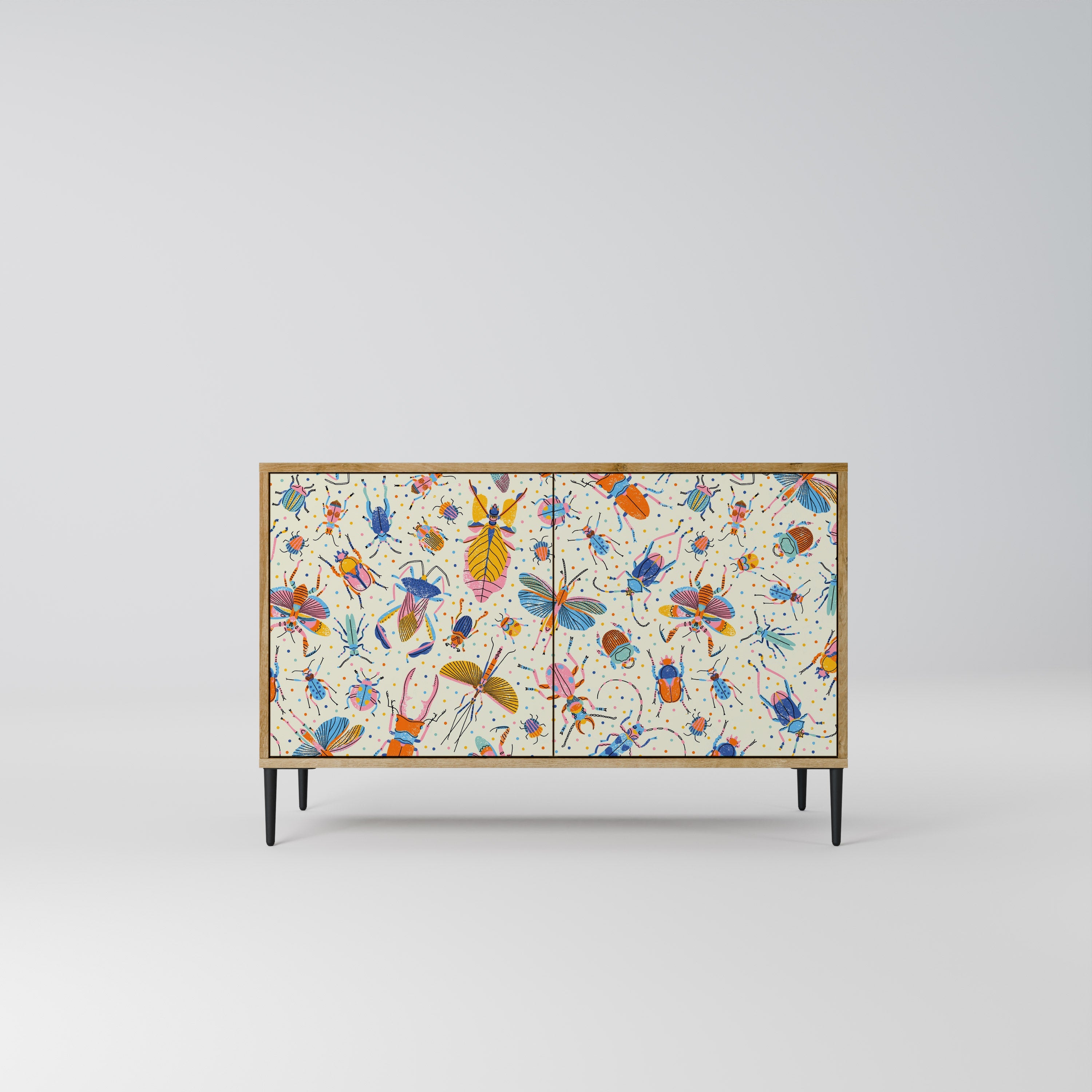 COLORFUL INSECTS Aparador de 2 Portas em Efeito Carvalho
