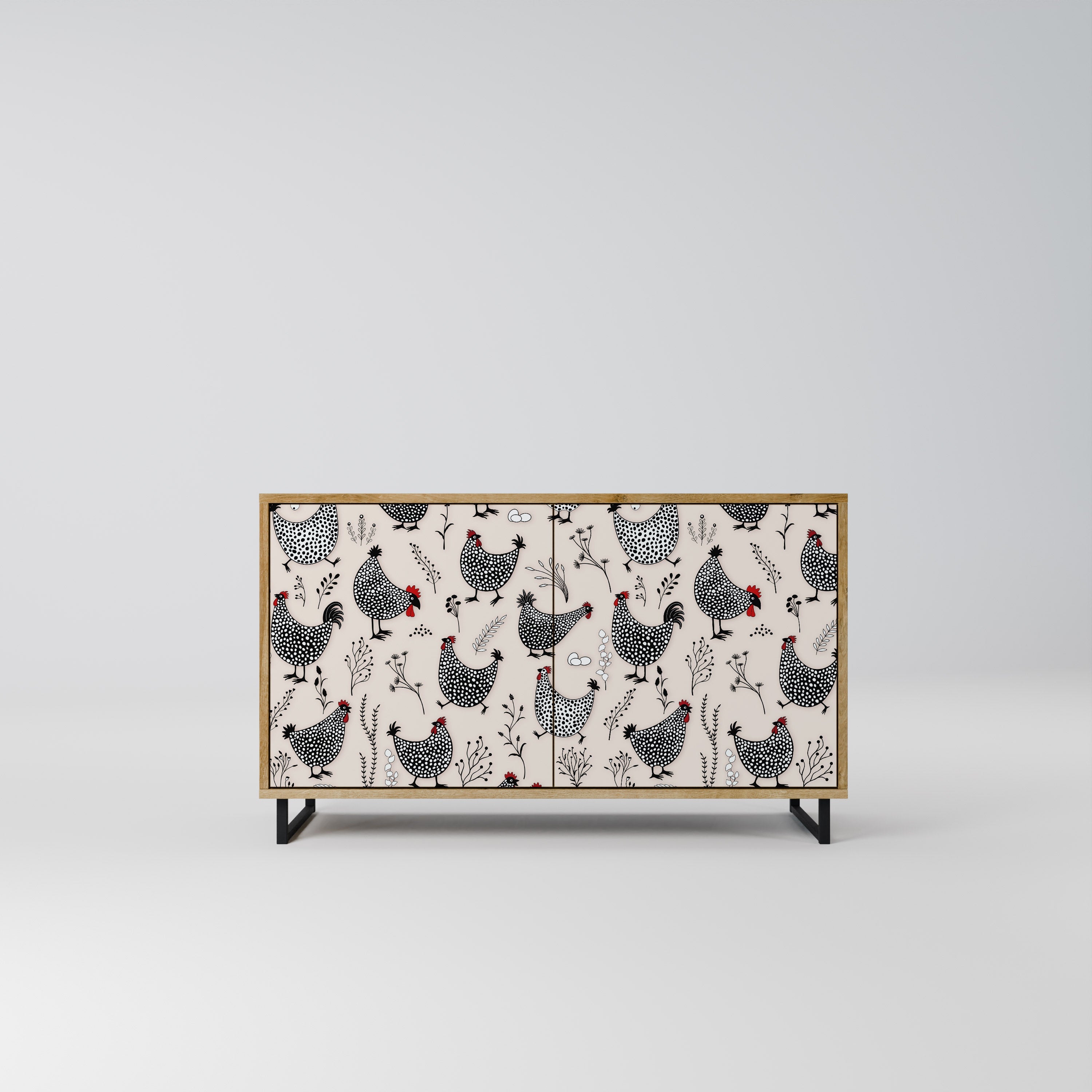 HAPPY HENS Aparador de 2 Portas em Efeito Carvalho