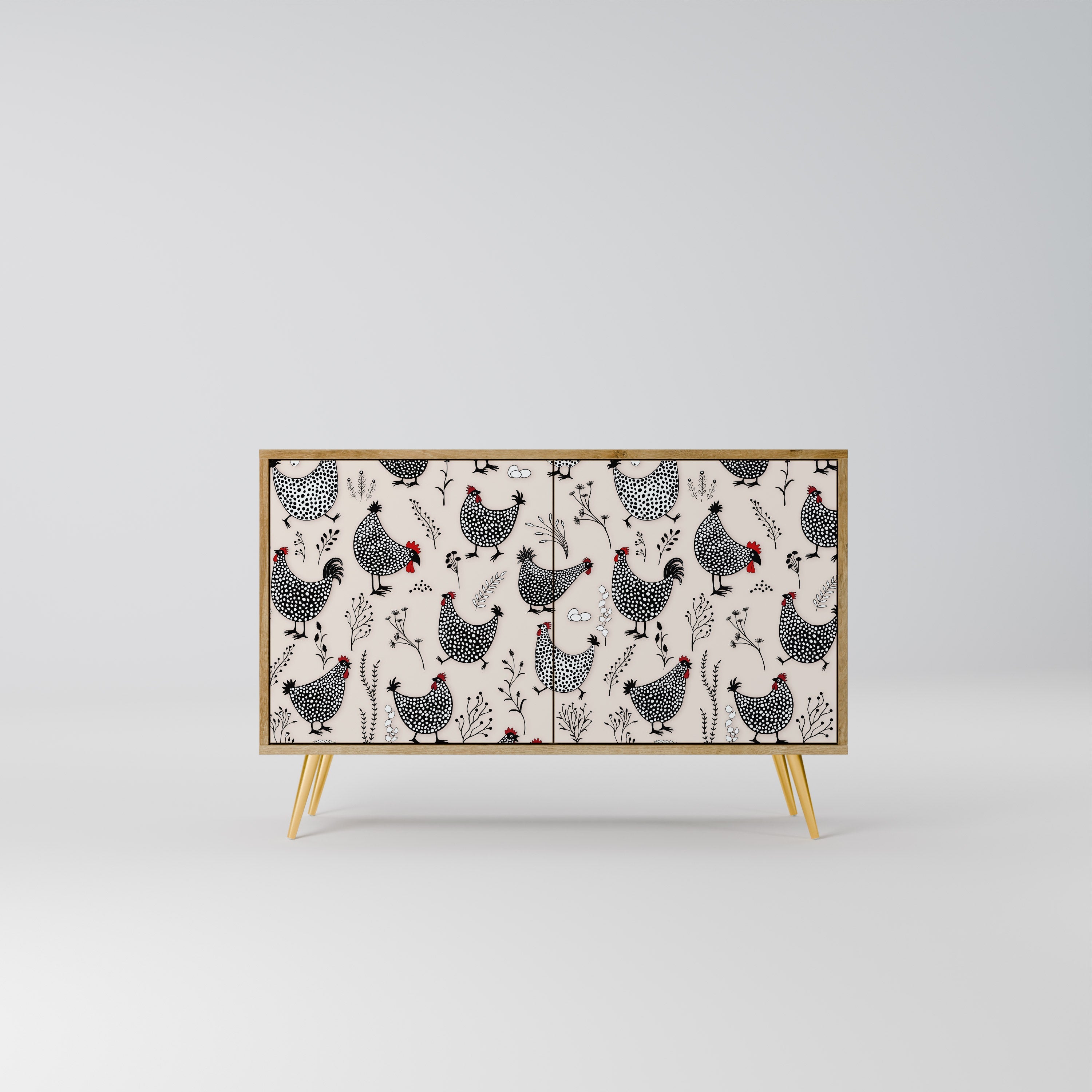 HAPPY HENS Aparador de 2 Portas em Efeito Carvalho