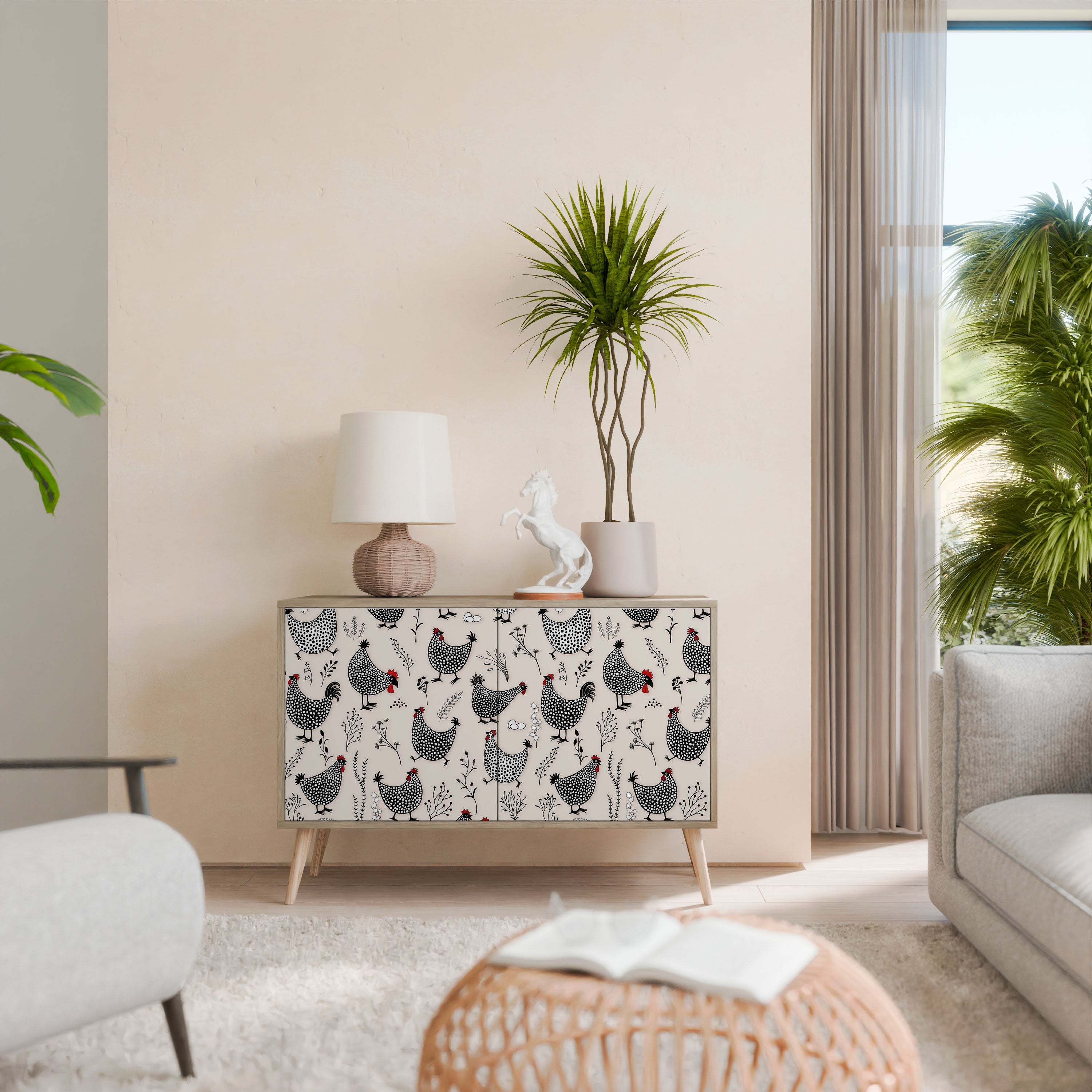 HAPPY HENS Aparador de 2 Portas em Efeito Carvalho