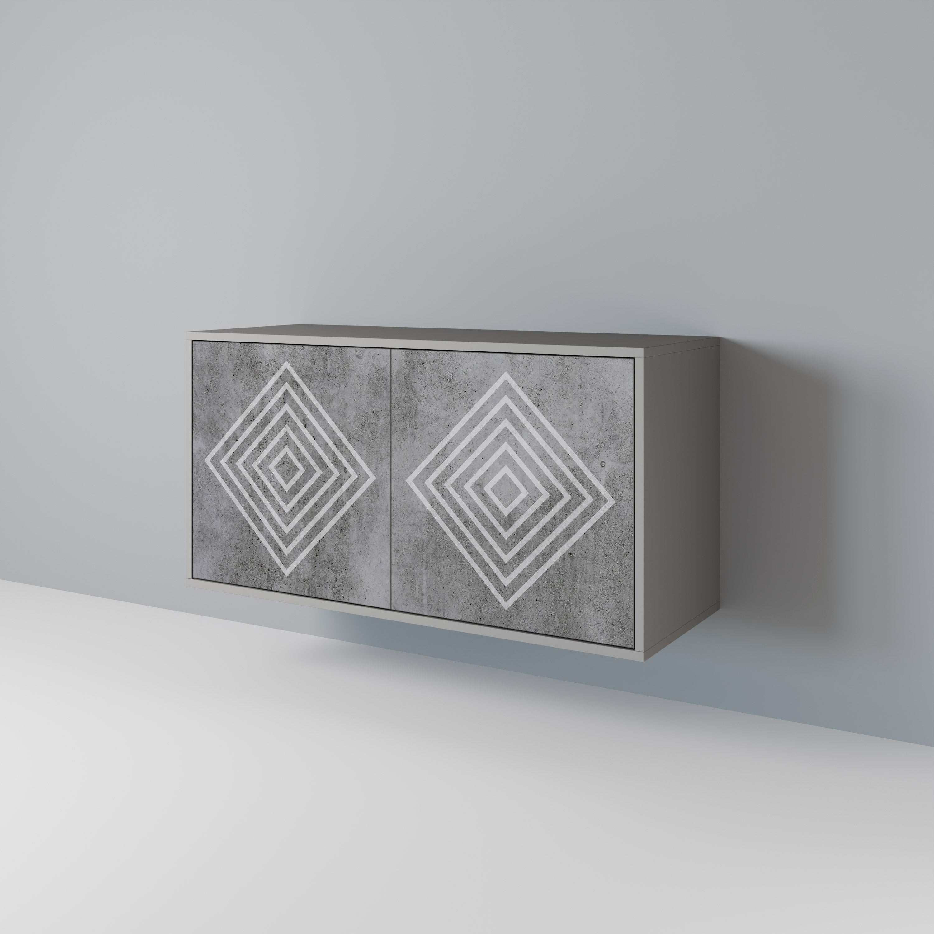 POLYGONAL ARTISTRY Aparador de 2 Portas em Acabamento Cinzento