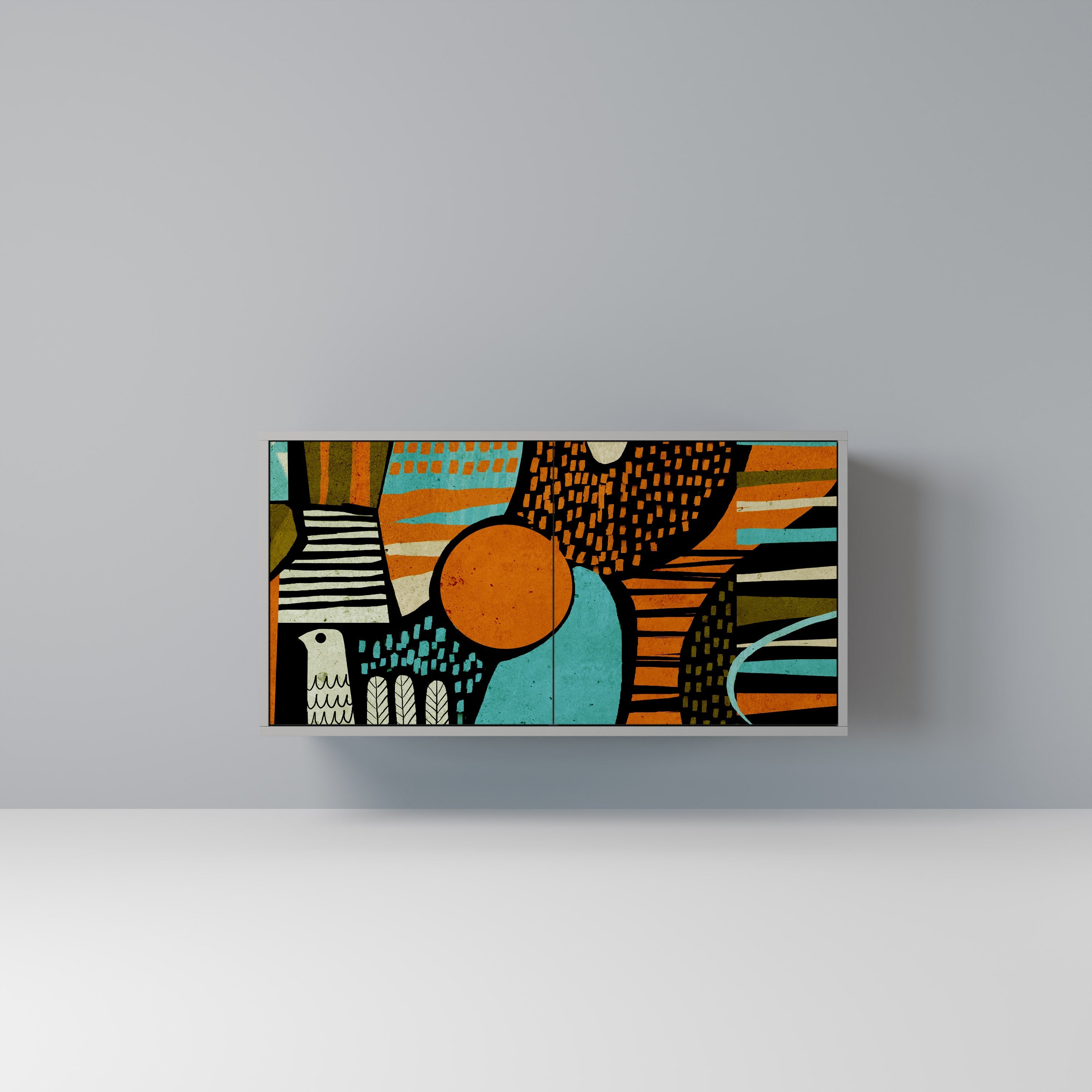 GEODE GLIMMER Aparador de 2 Portas em Acabamento Cinzento