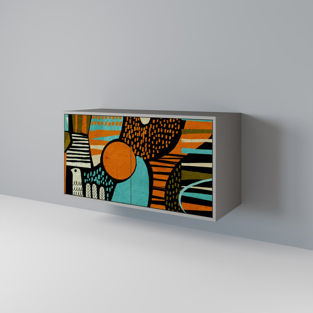 GEODE GLIMMER Aparador de 2 Portas em Acabamento Cinzento