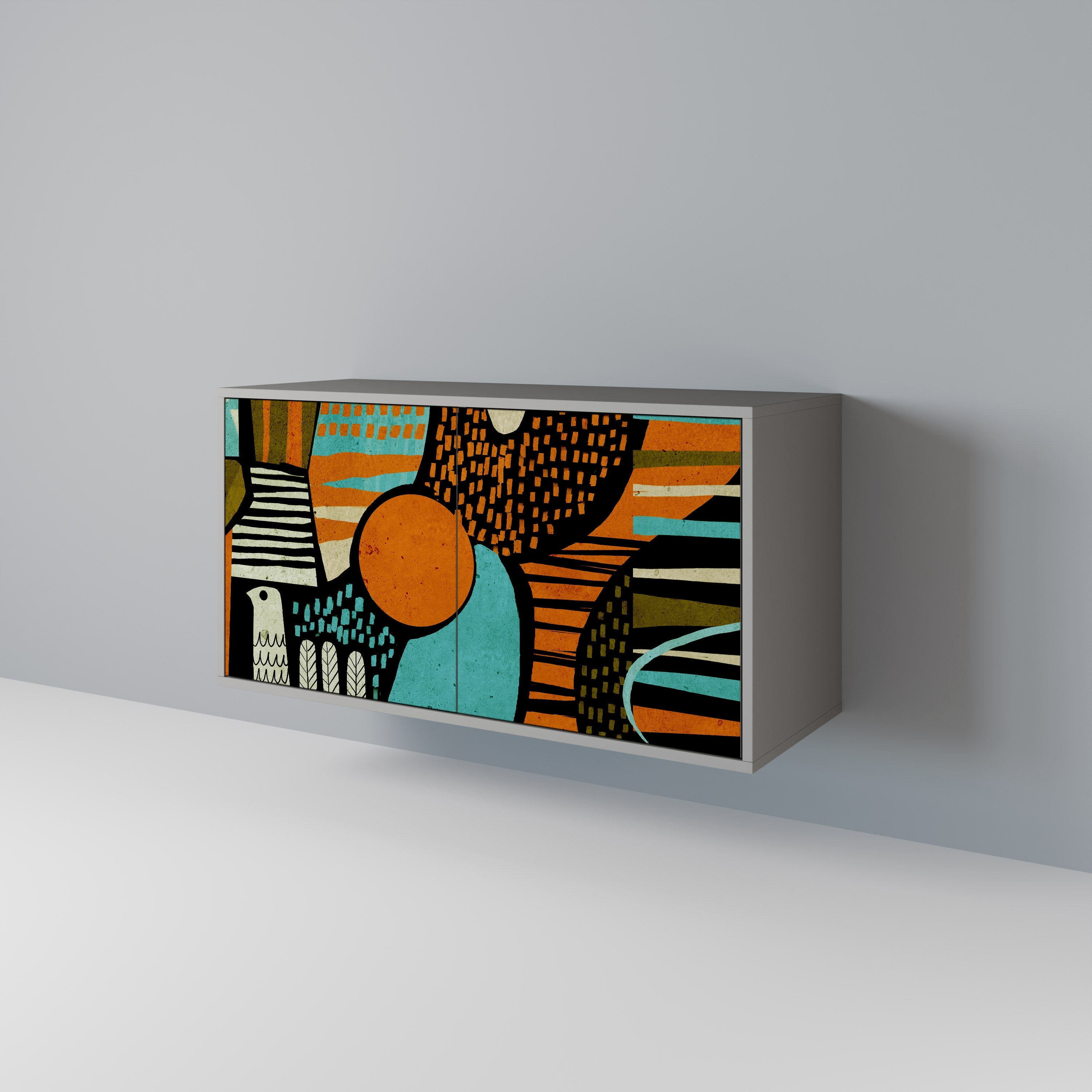 GEODE GLIMMER Aparador de 2 Portas em Acabamento Cinzento