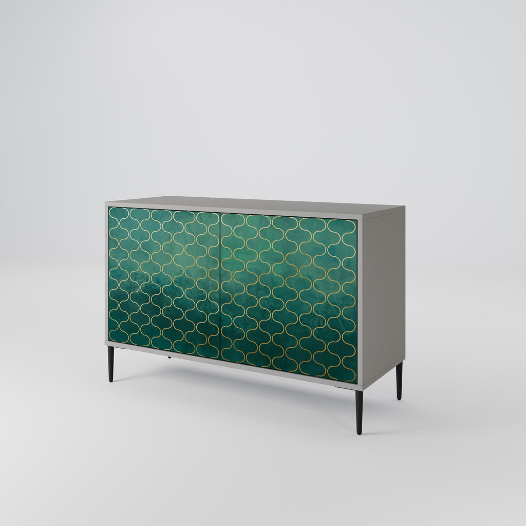 TESSELATED GREENERY 2-Door Sideboard in Grey Finish
