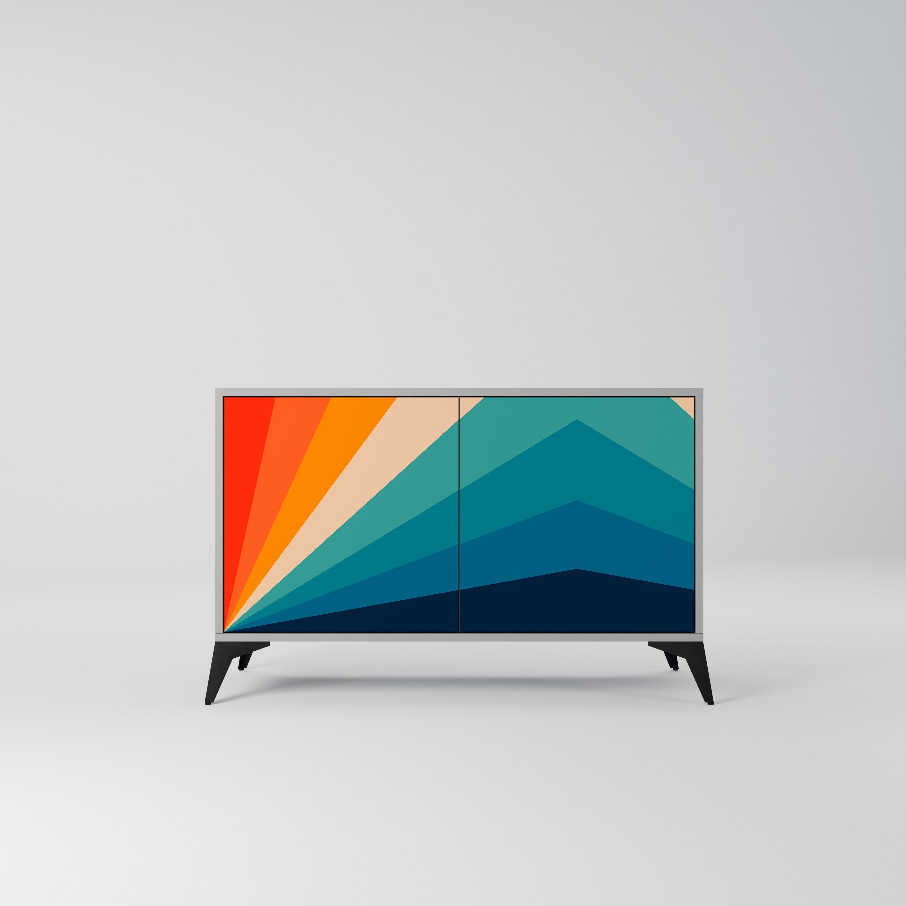 PRISM CONCUSSION Aparador de 2 Portas em Acabamento Cinzento