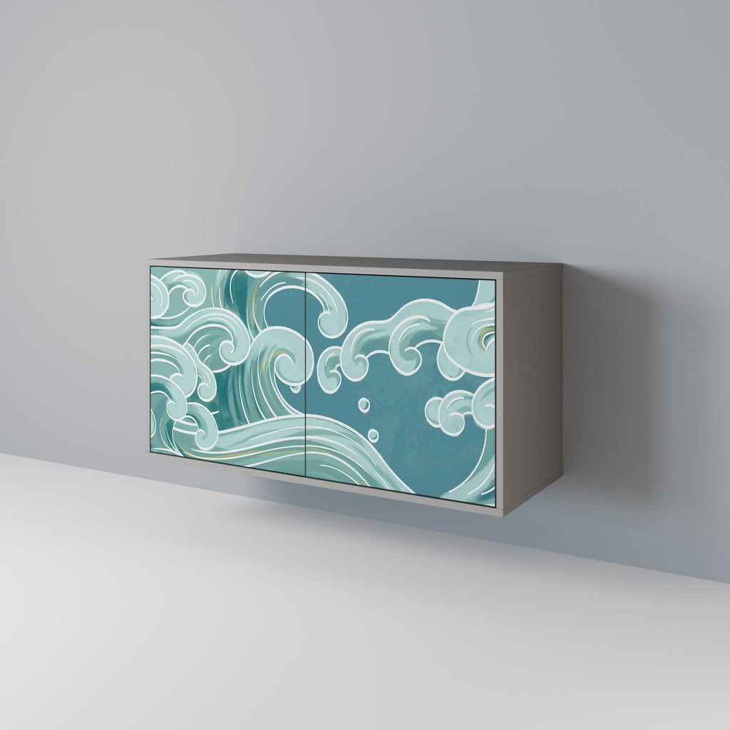 ASIAN SWAY Aparador de 2 Portas em Acabamento Cinzento