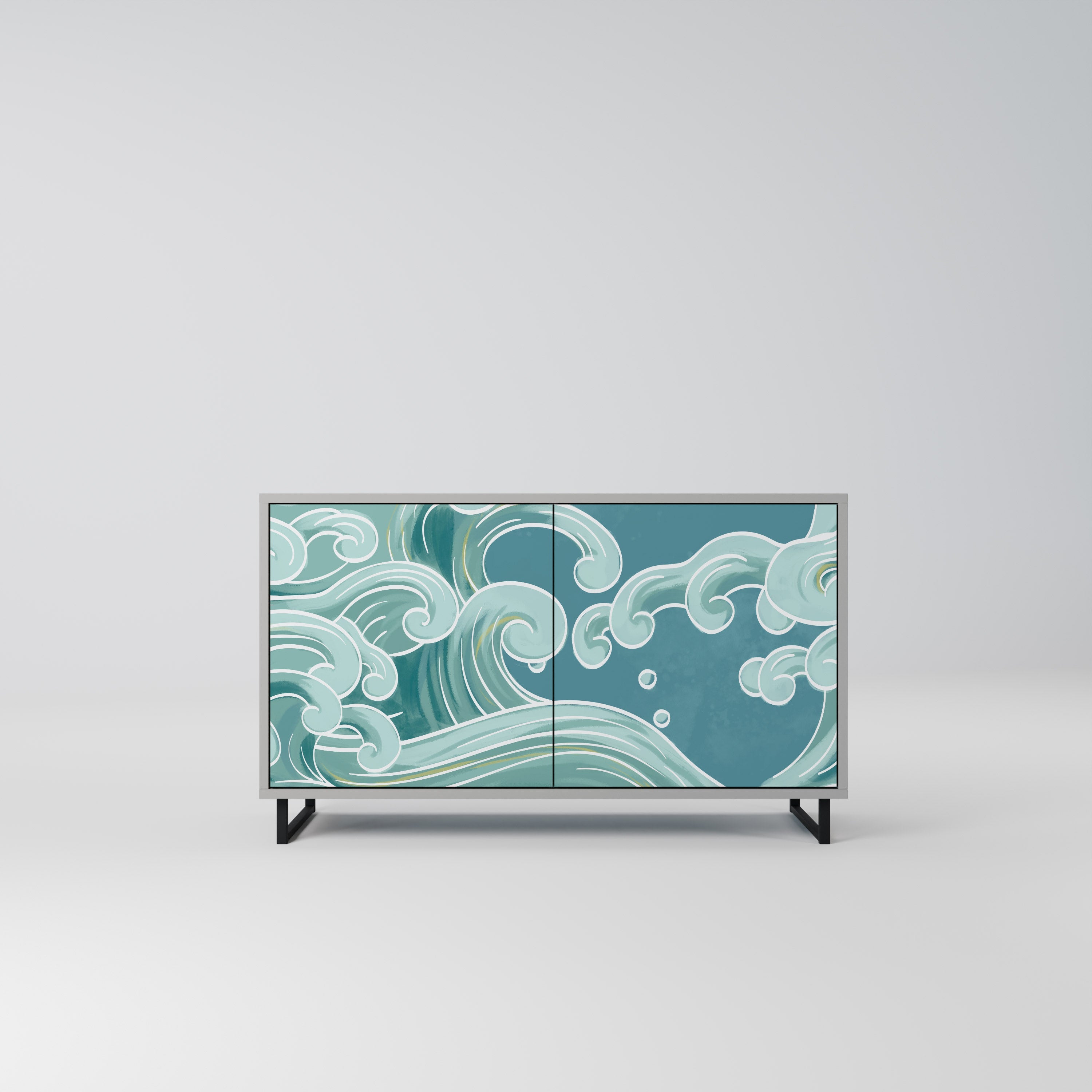 ASIAN SWAY Aparador de 2 Portas em Acabamento Cinzento