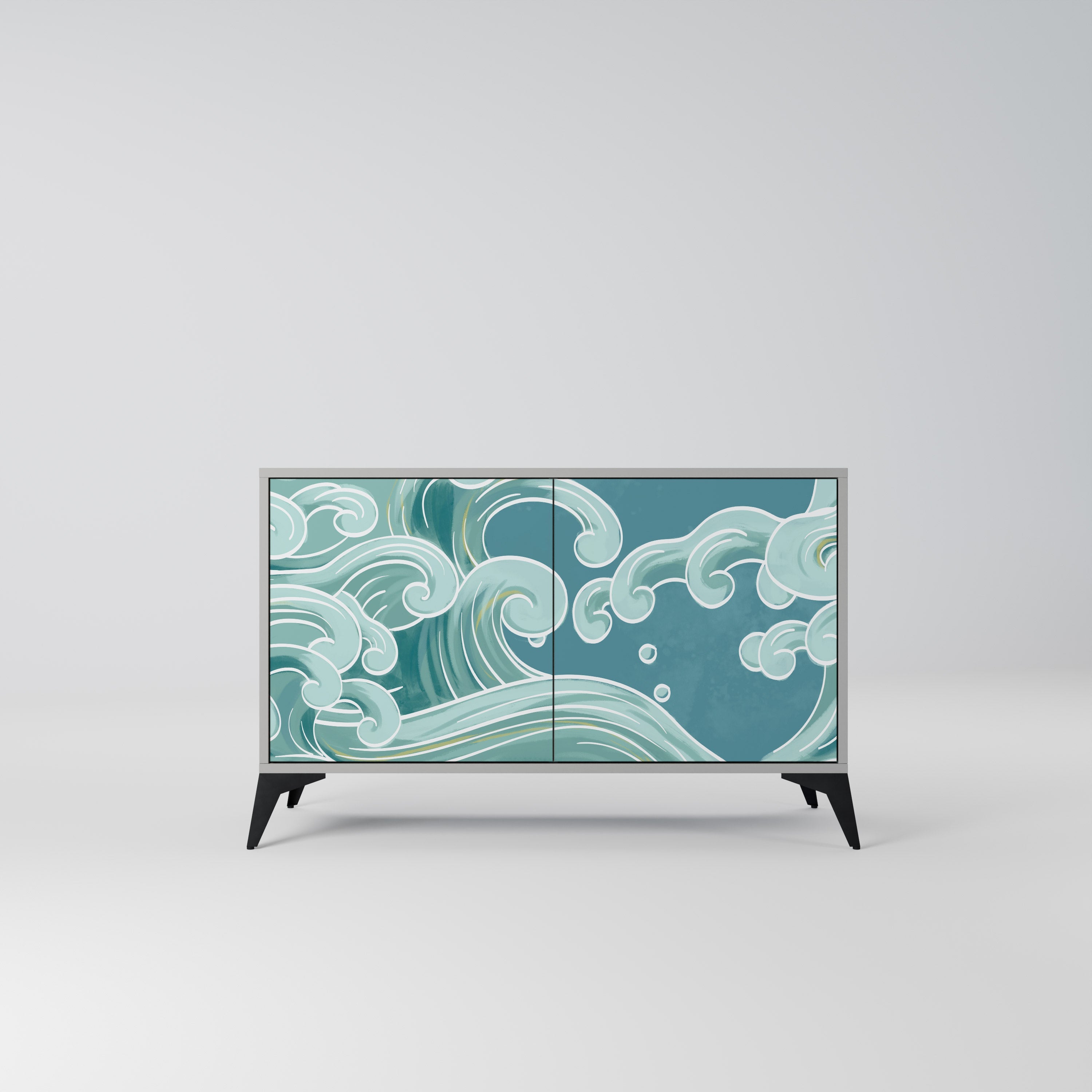 ASIAN SWAY Aparador de 2 Portas em Acabamento Cinzento