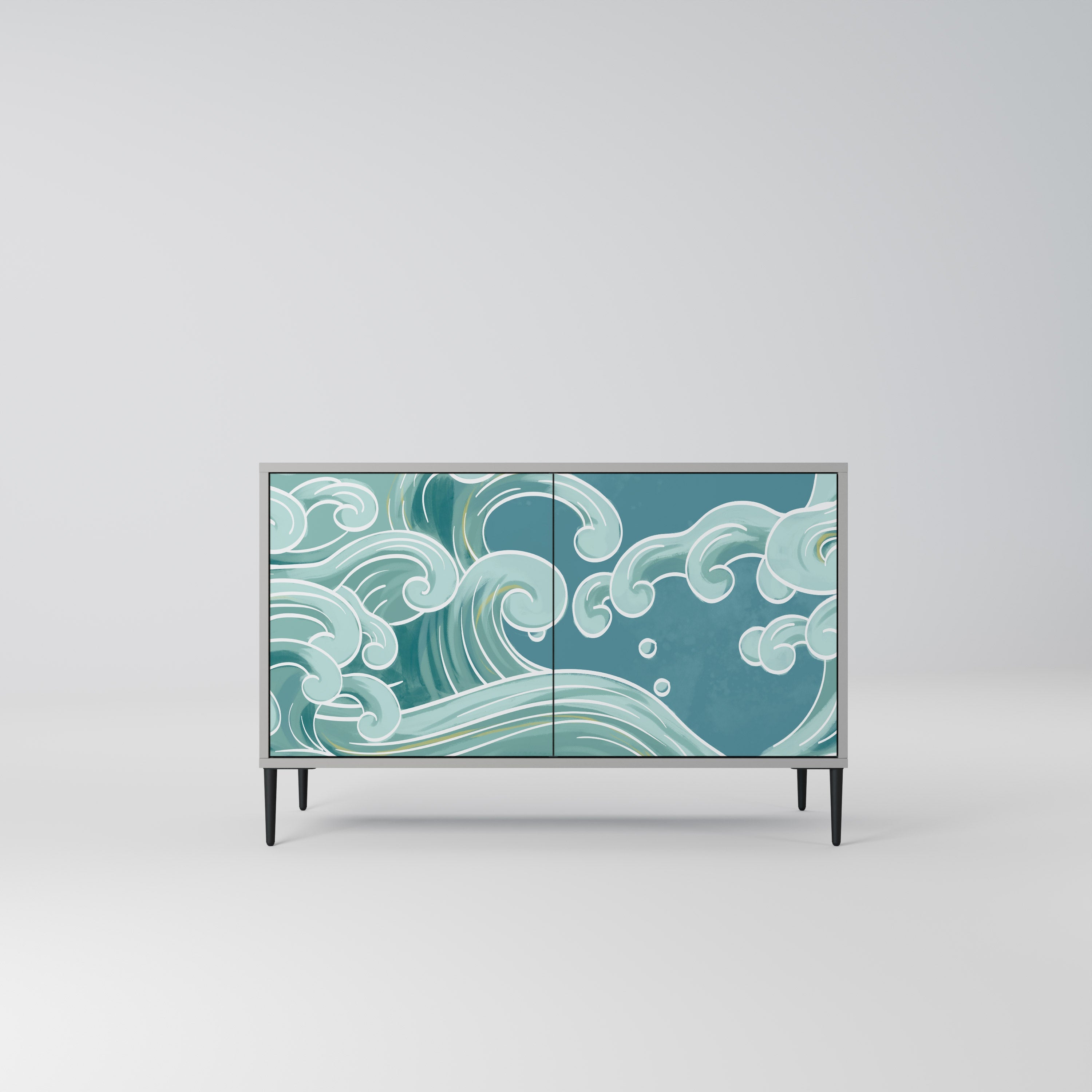 ASIAN SWAY Aparador de 2 Portas em Acabamento Cinzento