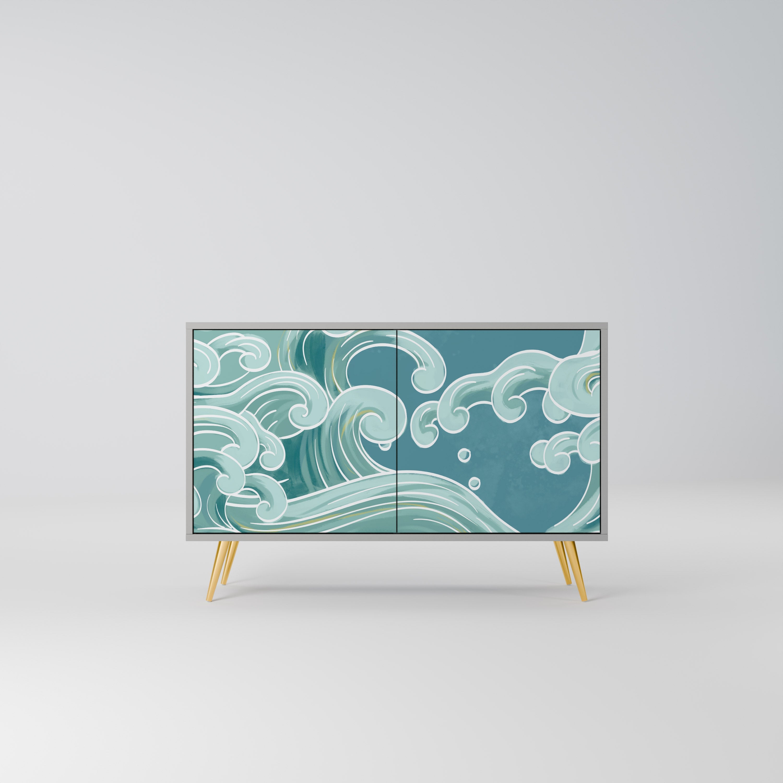 ASIAN SWAY Aparador de 2 Portas em Acabamento Cinzento