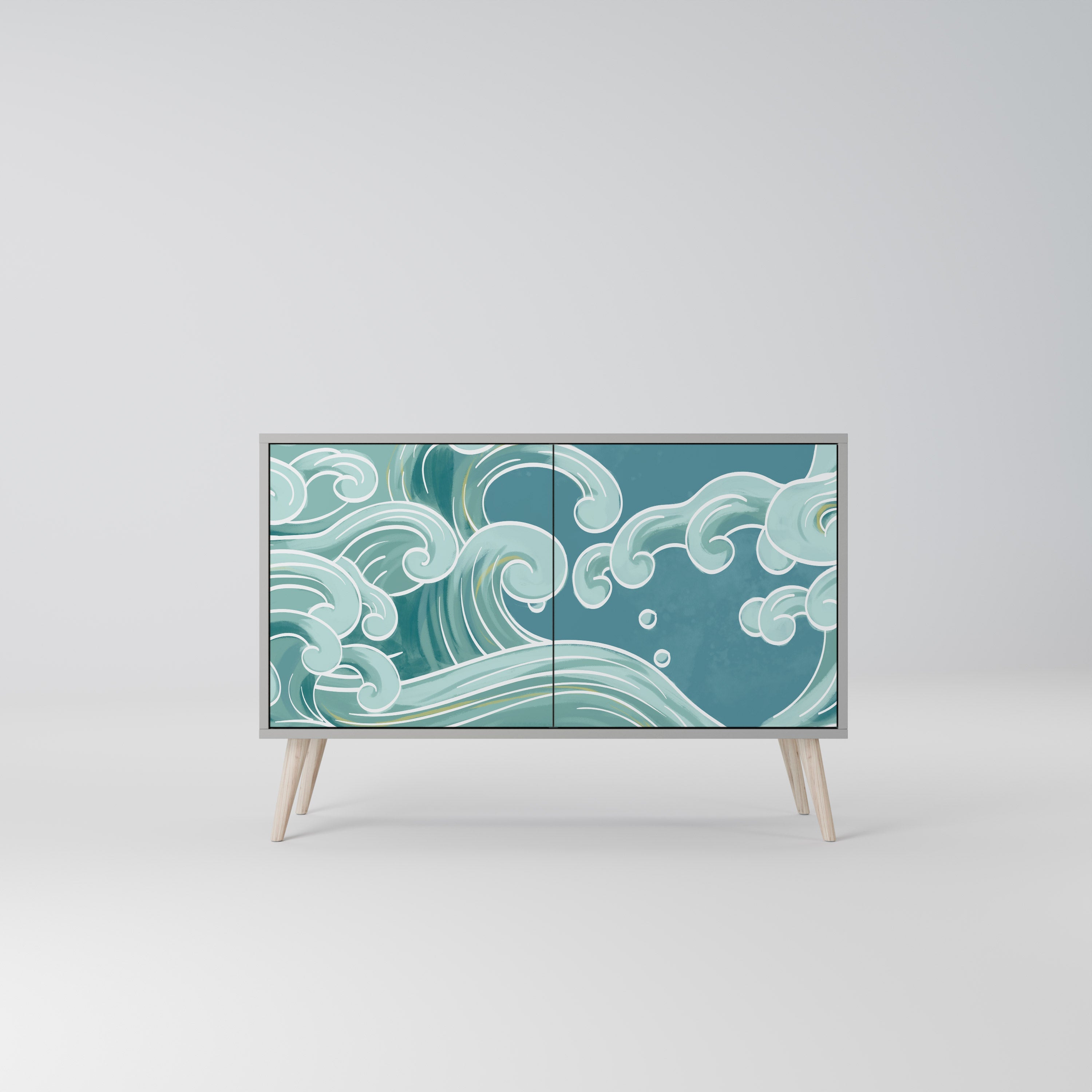 ASIAN SWAY Aparador de 2 Portas em Acabamento Cinzento