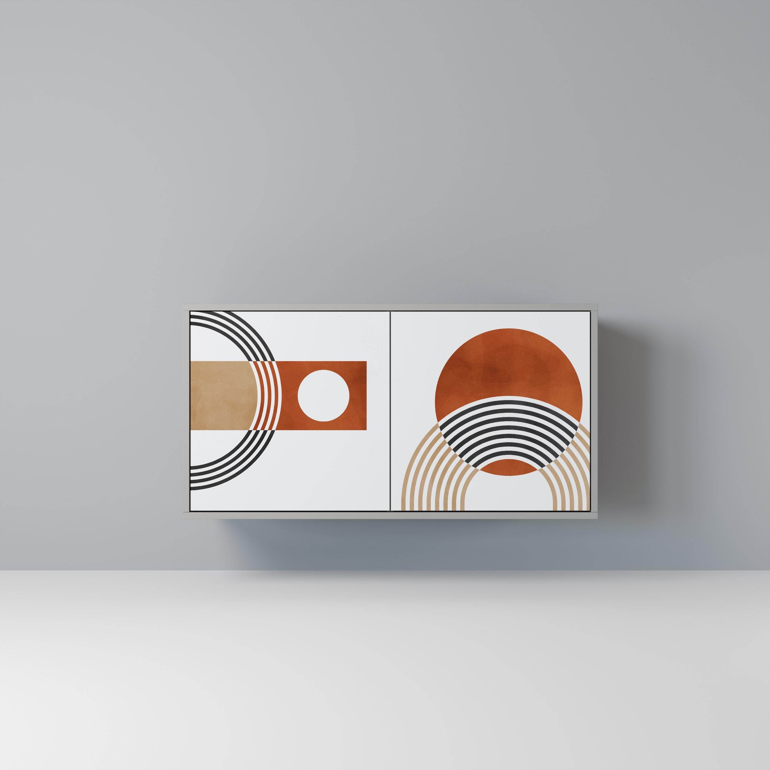 CIRCLE RHYTM Aparador de 2 Portas em Acabamento Cinzento