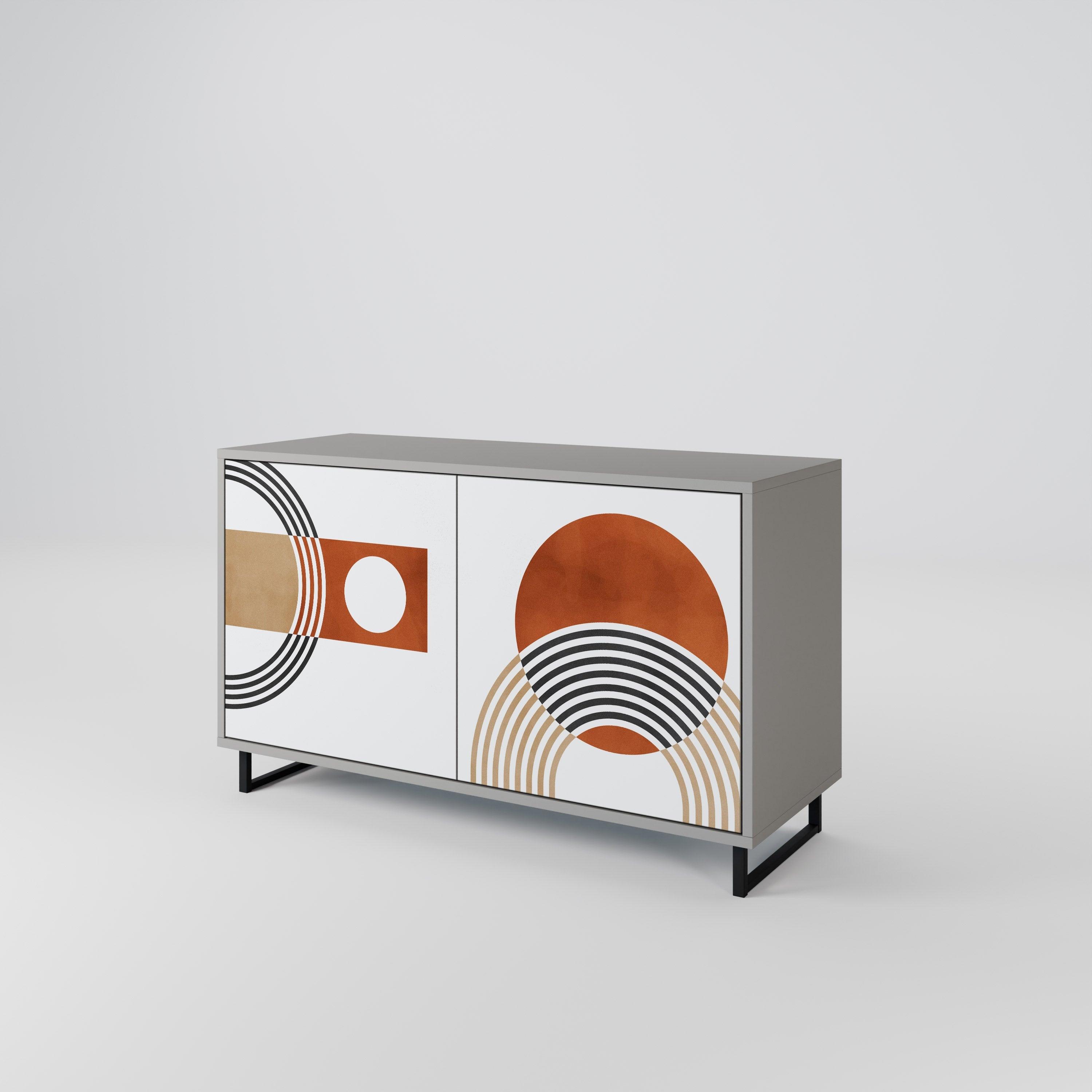 CIRCLE RHYTM Aparador de 2 Portas em Acabamento Cinzento