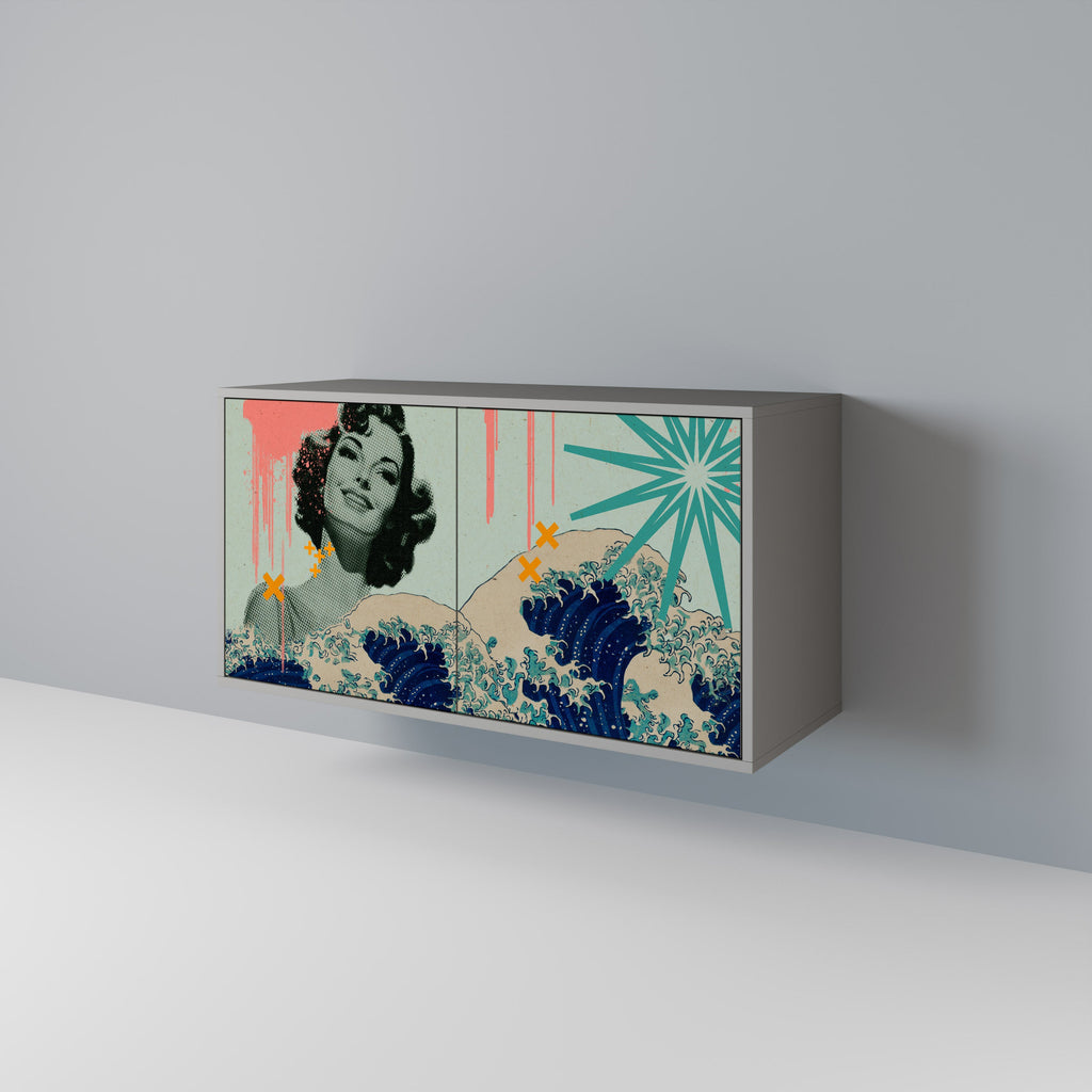 KANAGAWA BEAUTY Aparador de 2 Portas em Acabamento Cinzento