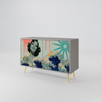 KANAGAWA BEAUTY Aparador de 2 Portas em Acabamento Cinzento