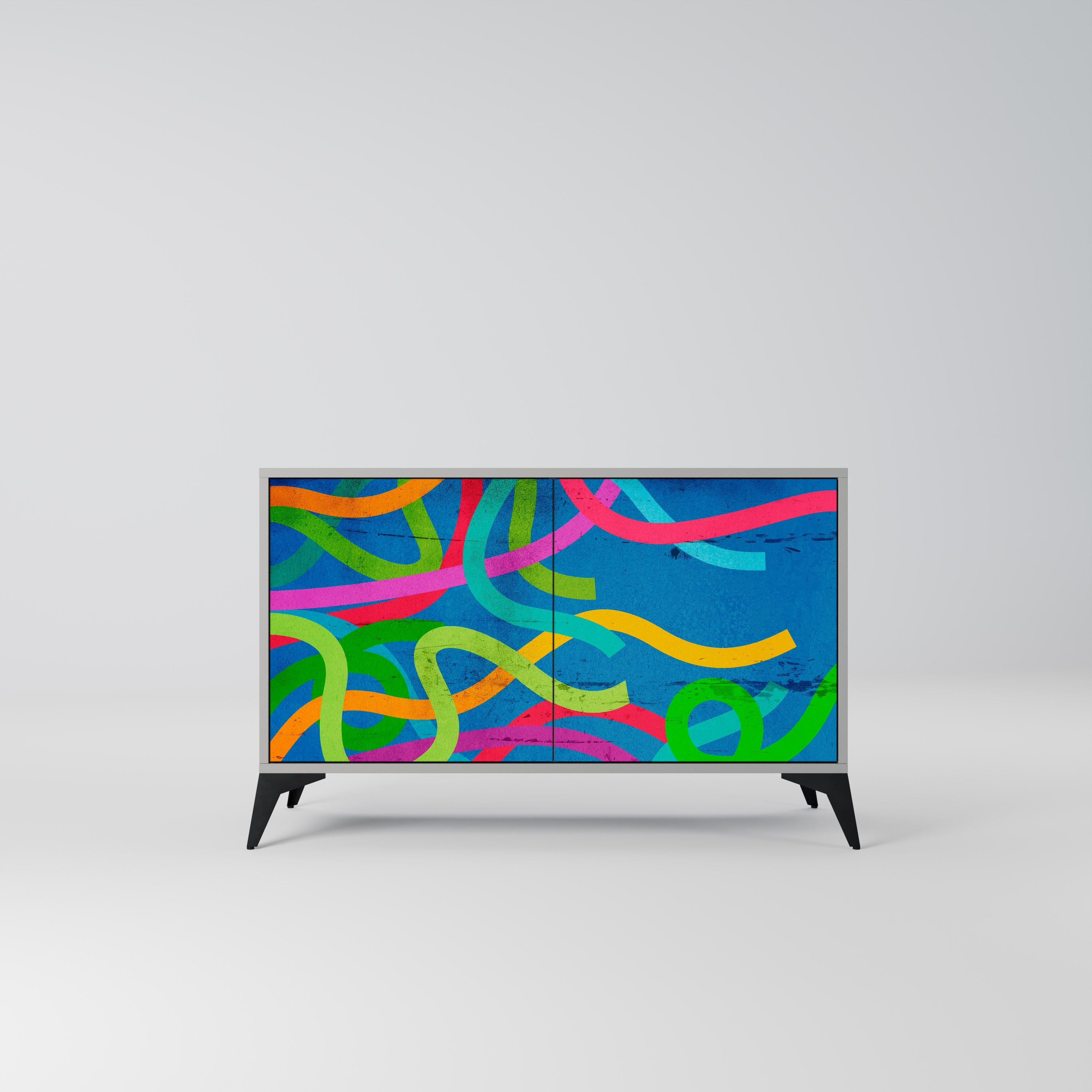 STREAMER TANGLE Aparador de 2 Portas em Acabamento Cinzento