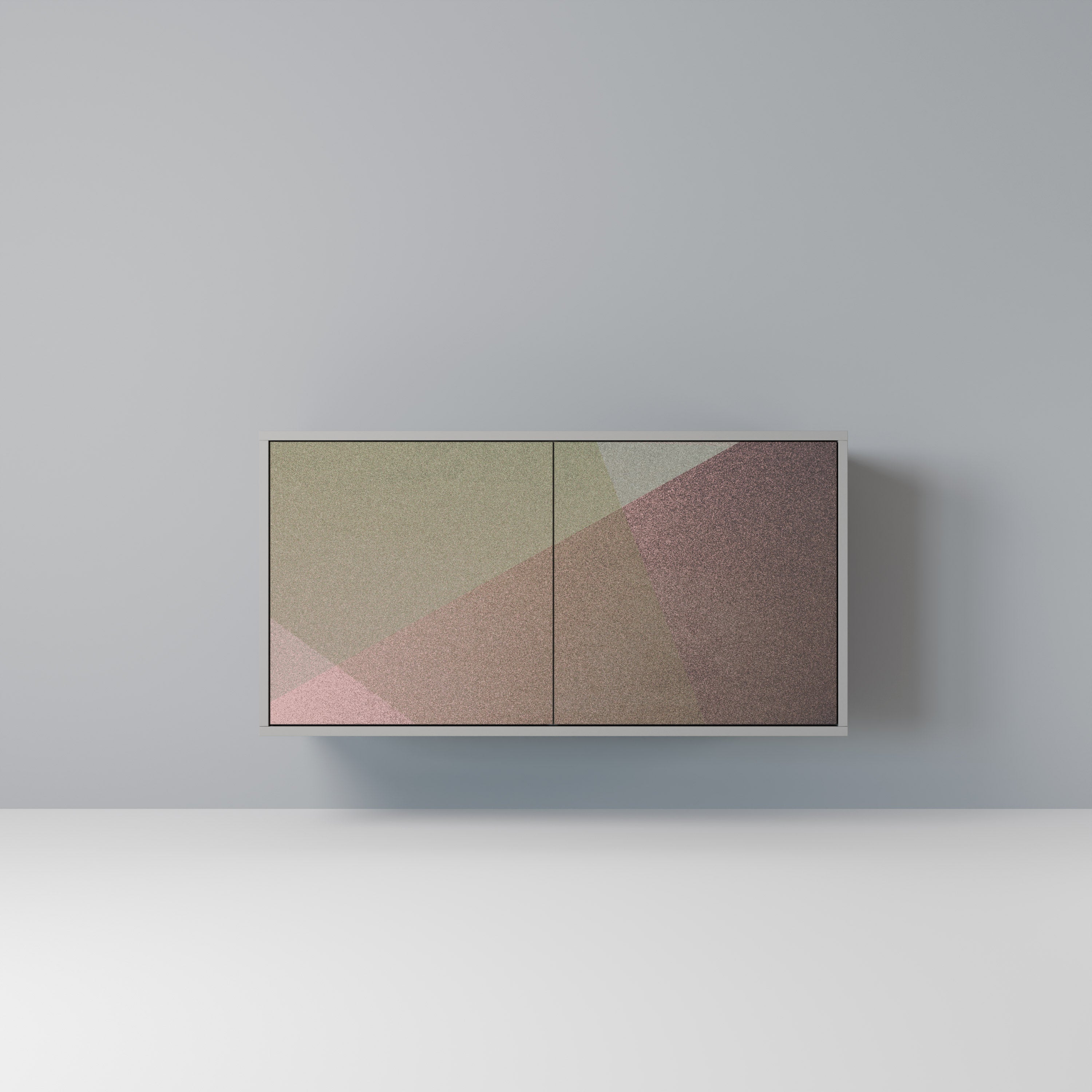 BEIGE GEOMETRY Aparador de 2 Portas em Acabamento Cinzento