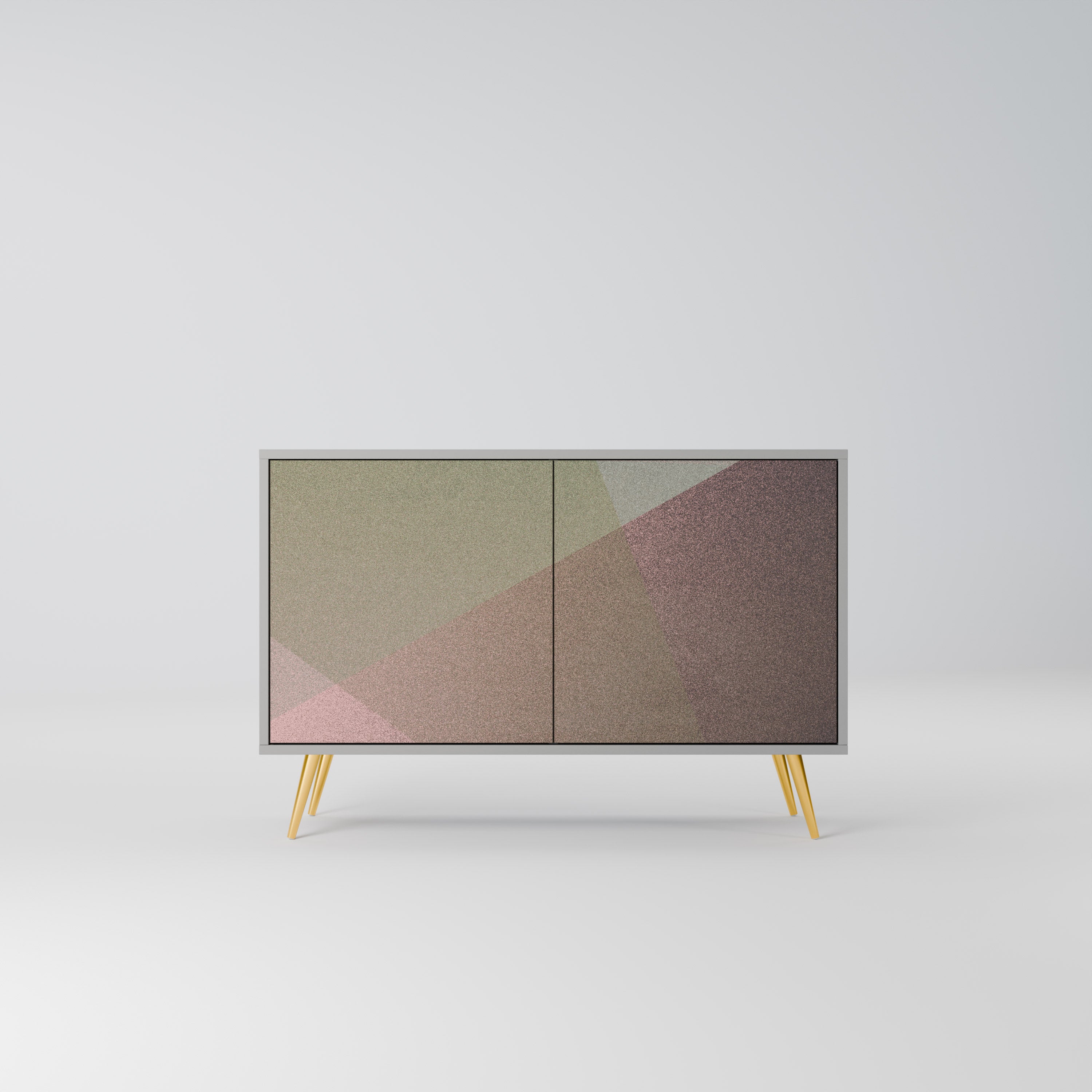 BEIGE GEOMETRY Aparador de 2 Portas em Acabamento Cinzento