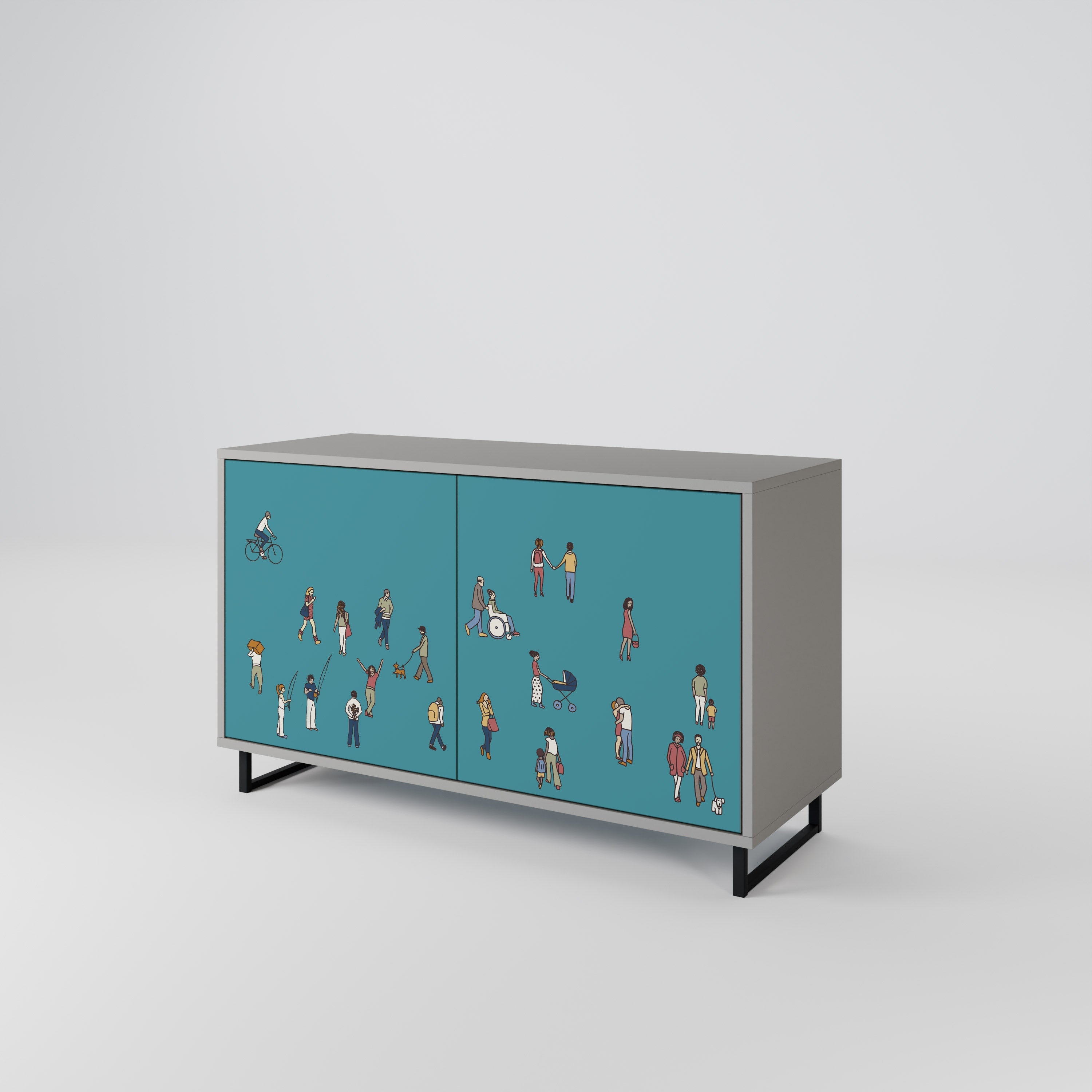 COLLECTIVE STREAM 2-Door Sideboard in Grey Finish