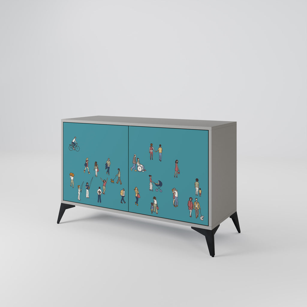 COLLECTIVE STREAM 2-Door Sideboard in Grey Finish