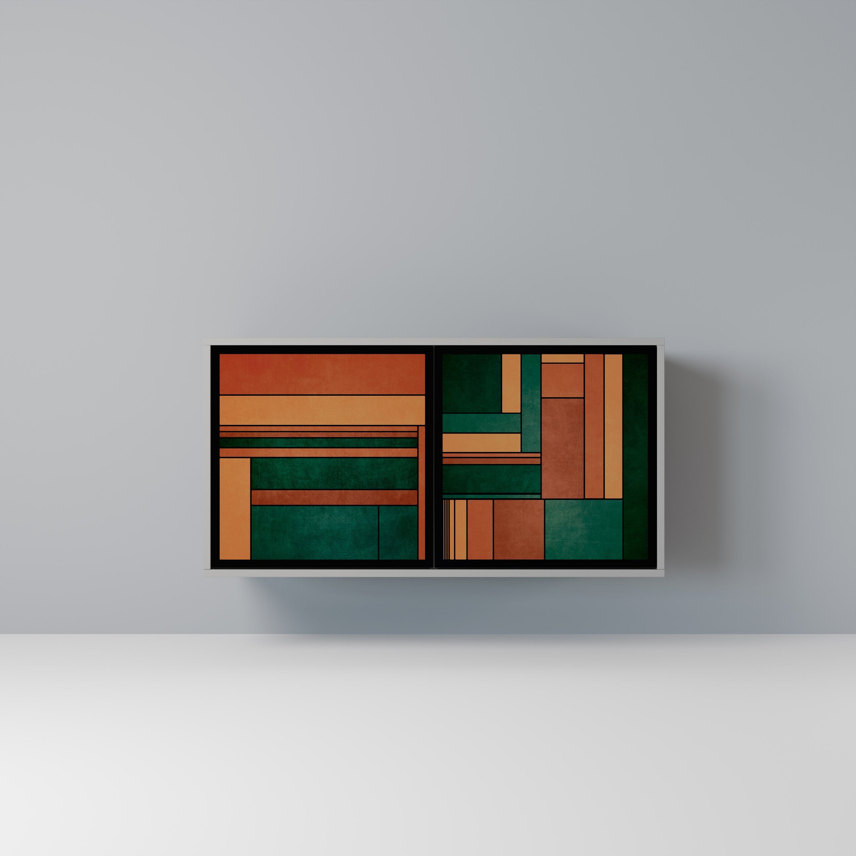 EARTHY FIGURES Aparador de 2 Portas em Acabamento Cinzento