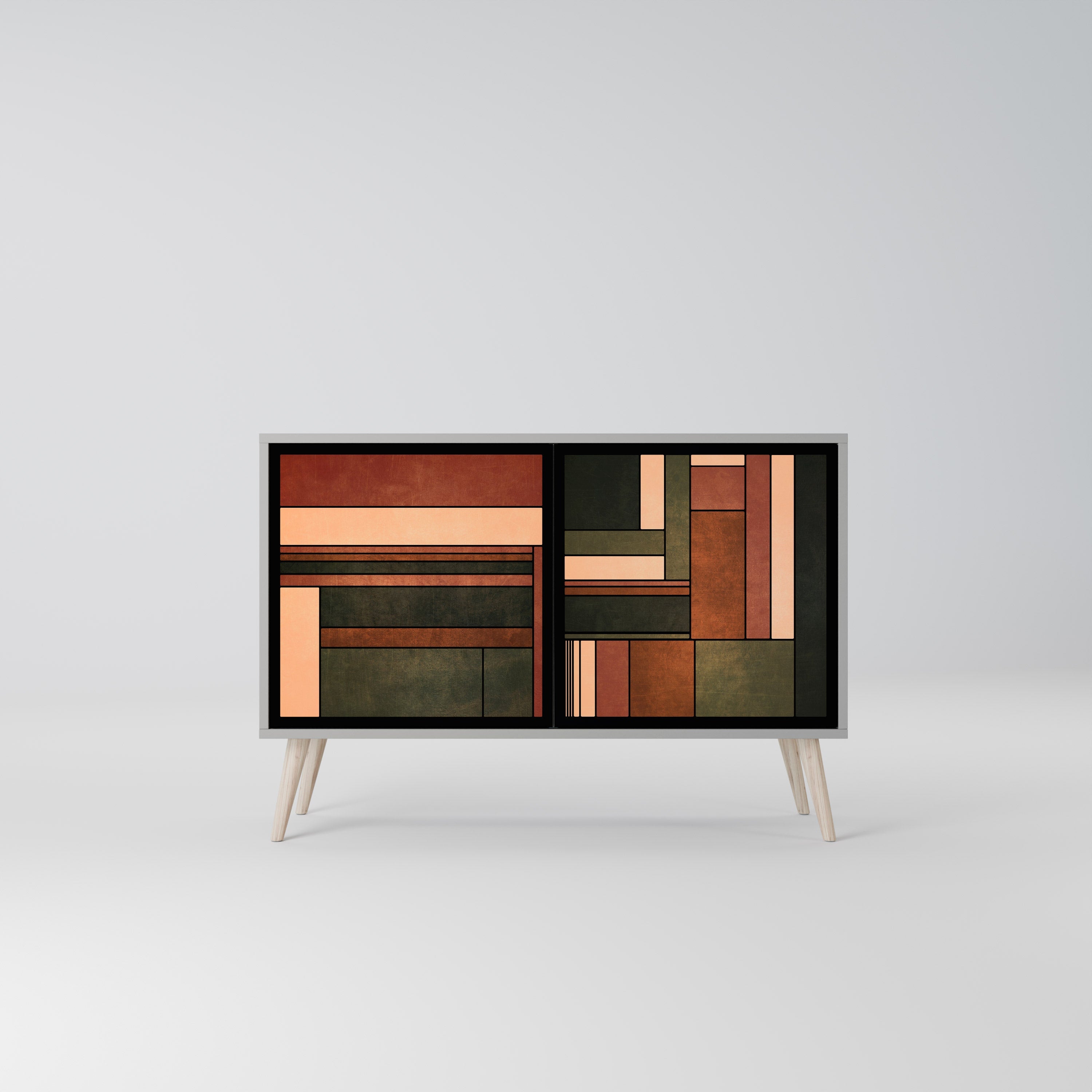 FIGURES OF NATURE Aparador de 2 Portas em Acabamento Cinzento