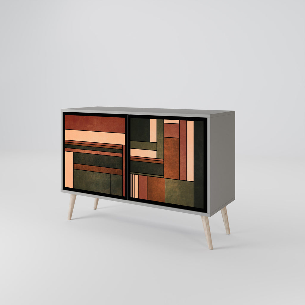 FIGURES OF NATURE Aparador de 2 Portas em Acabamento Cinzento