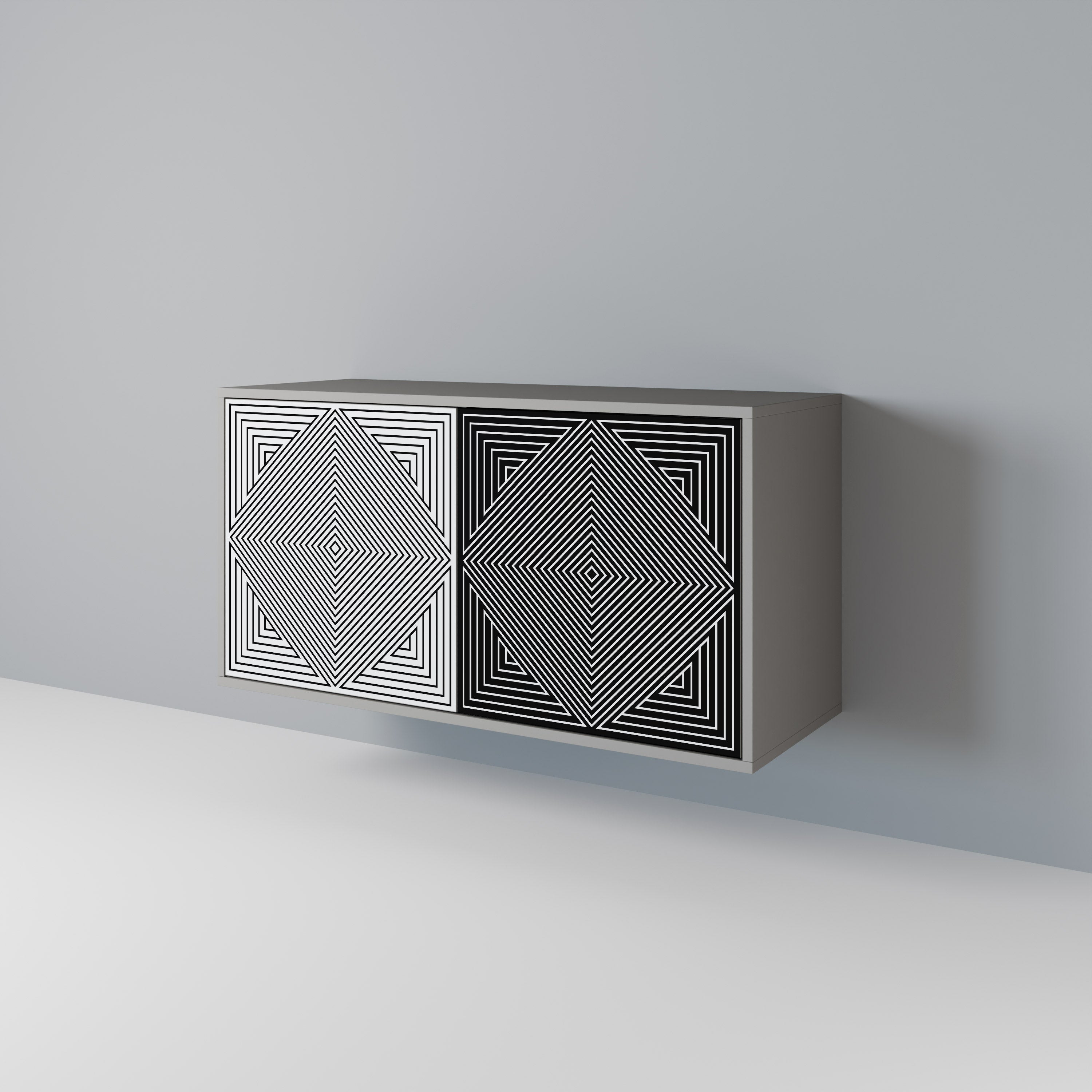 POLYGON ILLUSION 2-Door Sideboard in Grey Finish