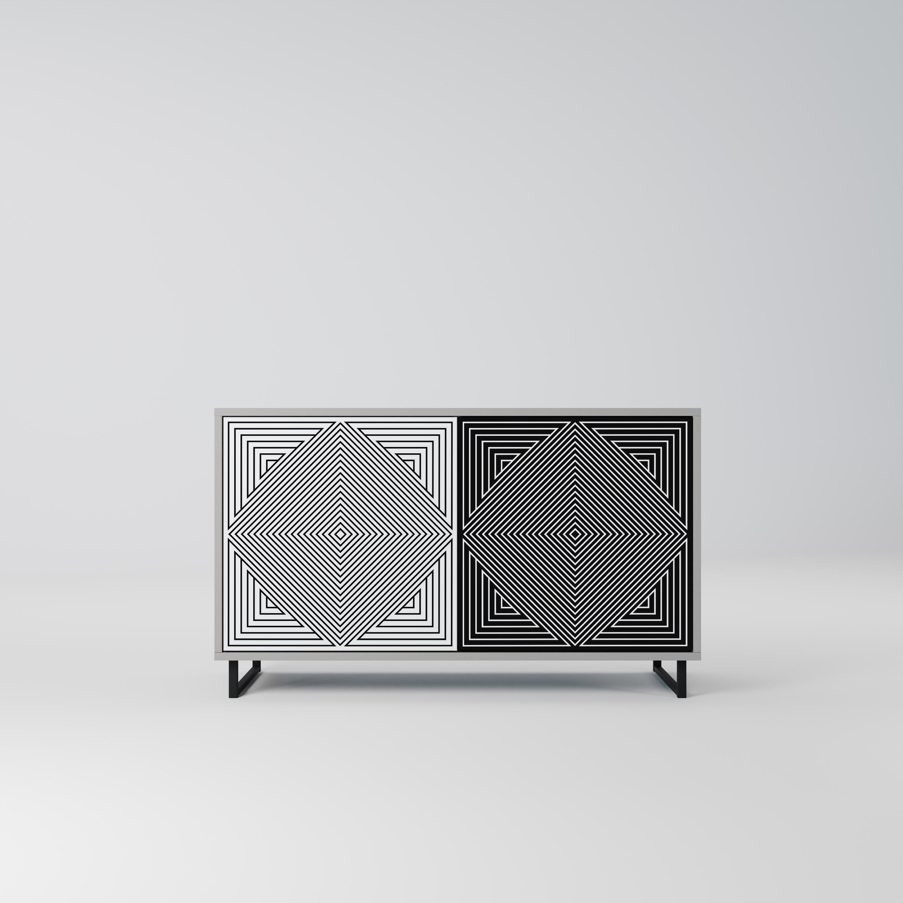 POLYGON ILLUSION Aparador de 2 Portas em Acabamento Cinzento