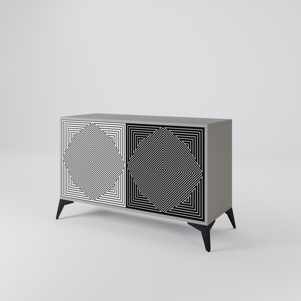 POLYGON ILLUSION 2-Door Sideboard in Grey Finish