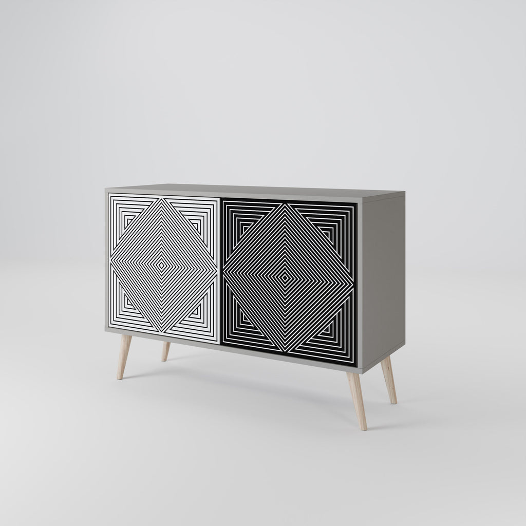 POLYGON ILLUSION 2-Door Sideboard in Grey Finish